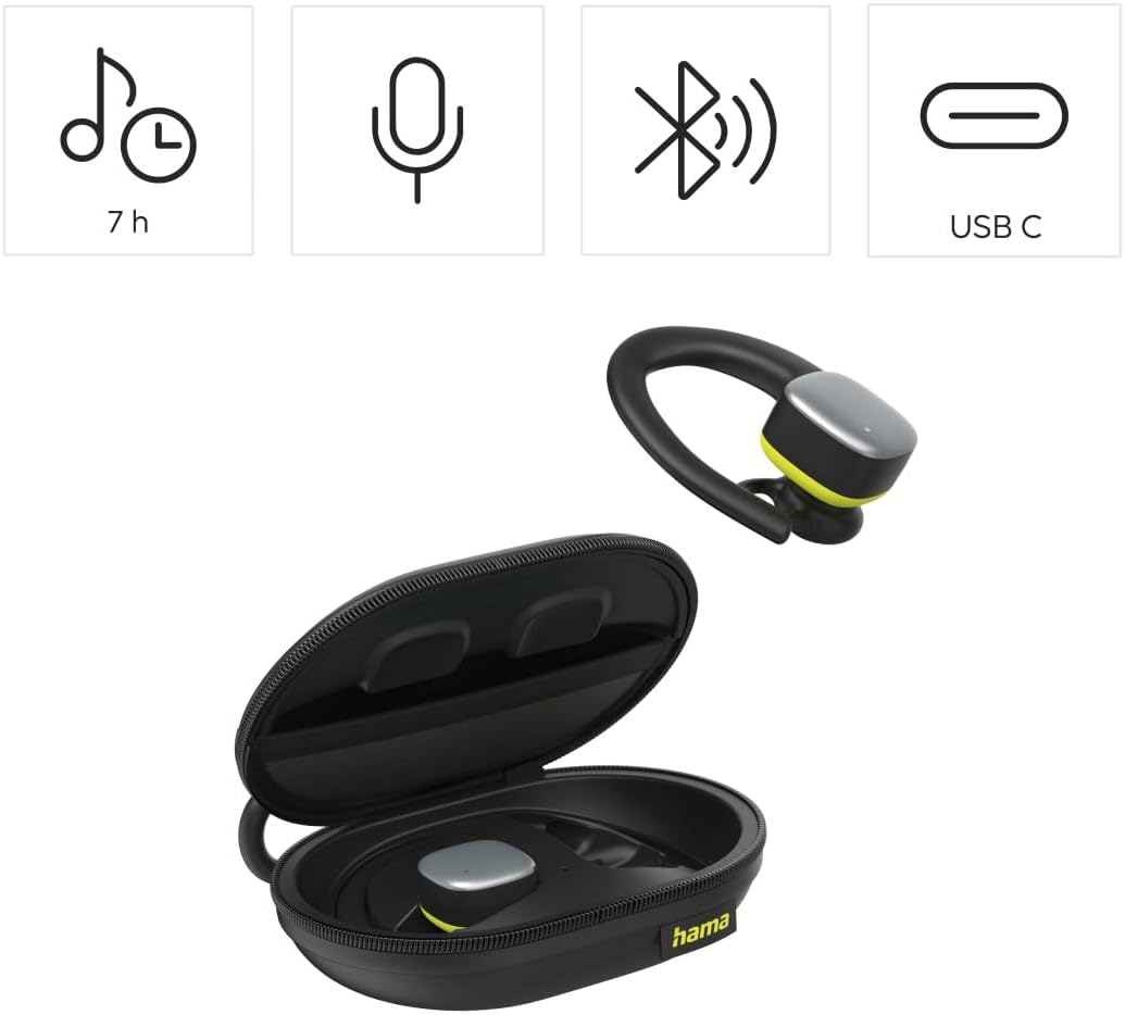 Hama Spirit Athletics True Wireless Bluetooth Headphones - Black/Yellow - White/Yellow image number 3