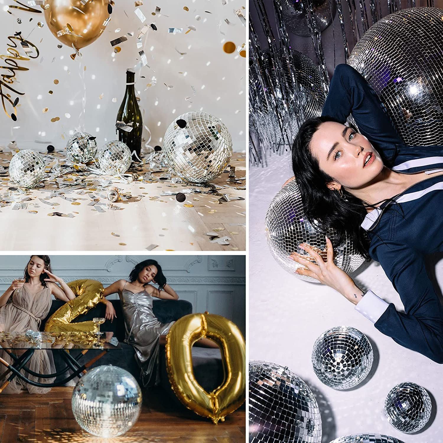 Disco Ball Silver Hanging Reflective Mirror Ball Ornament for Party Holiday Wedding Dance and Music Festivals Decor Club Stage Props DJ Decoration (1: 3Cm X 36Pcs) image number 3