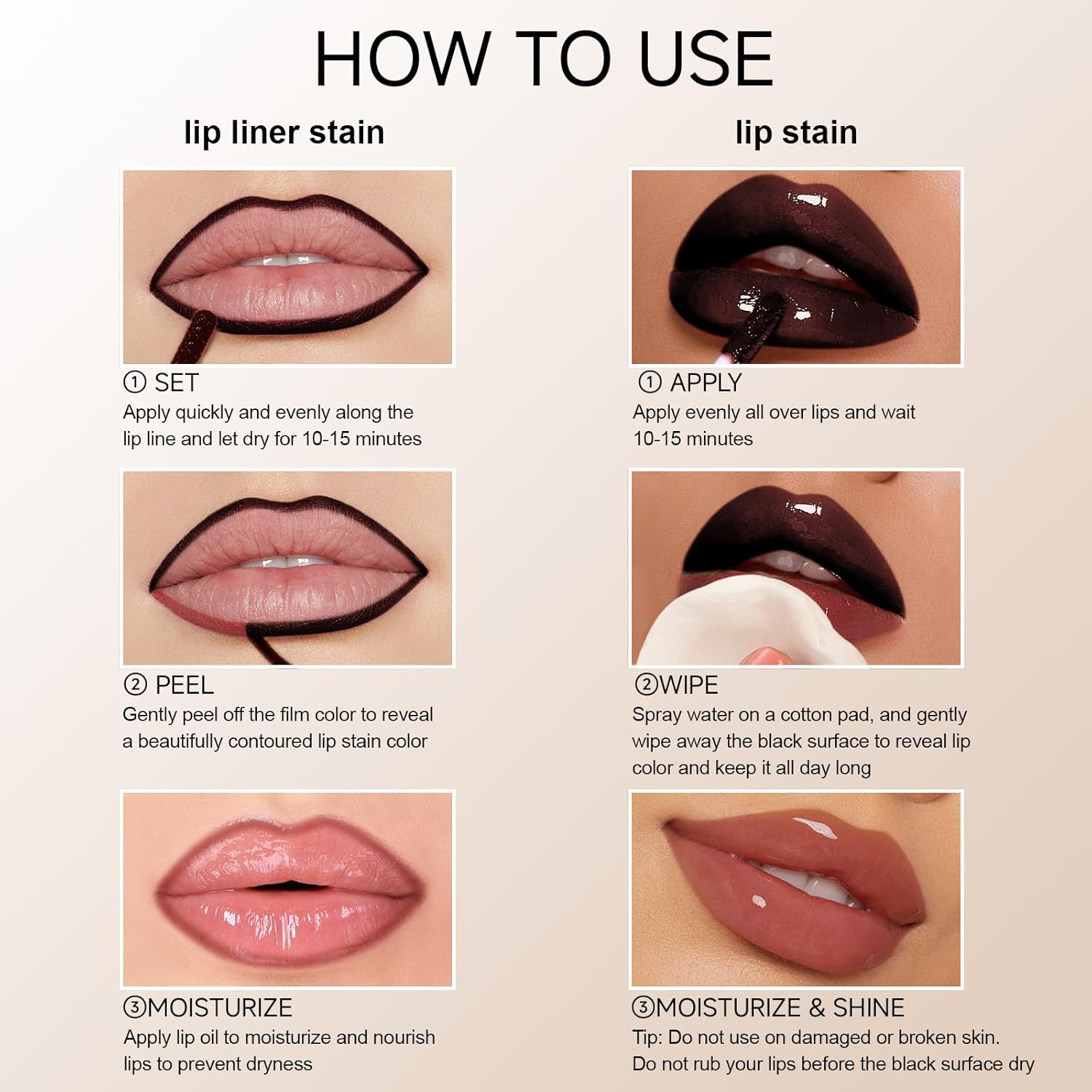 KISSIO Lip Liner Stain,Peel off Lip Liner and Lip Care Oil,Transfer Proof,Long Lasting and Waterproof Lip Tint,Matte Finsh,Lip Combo,02 Gray Pink image number 2