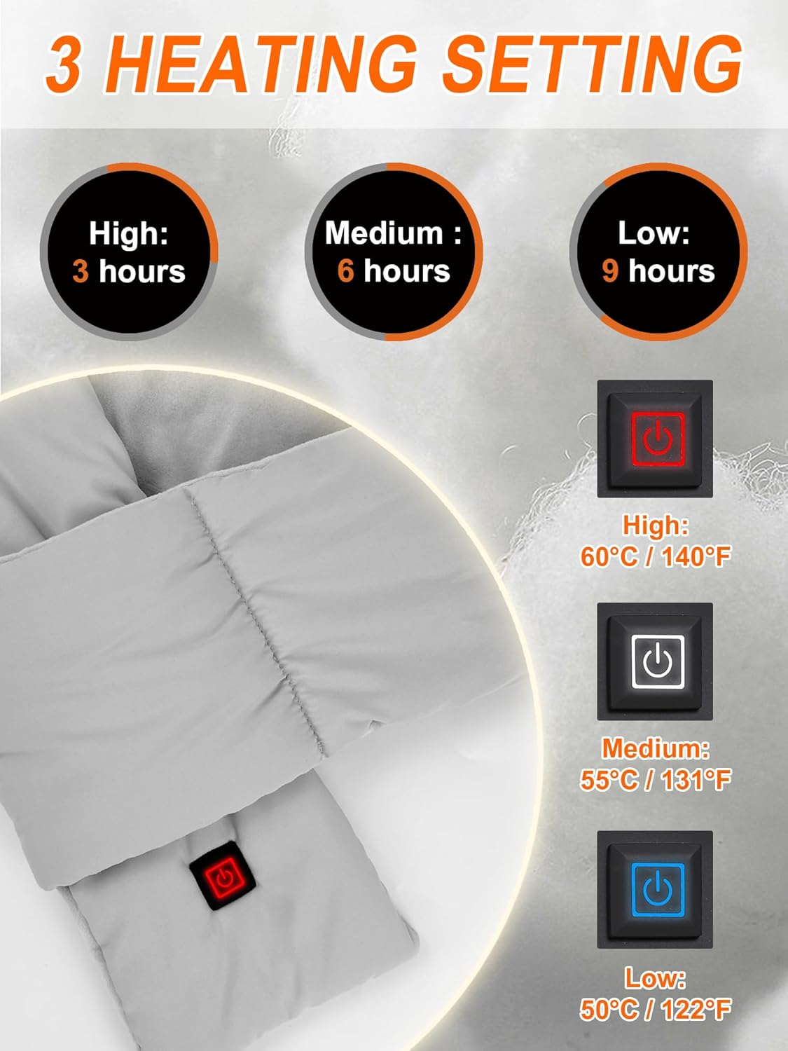 Upgraded Heated Scarf for Men/Women Three Temp Settings with 5000Mah Power Bank image number 4