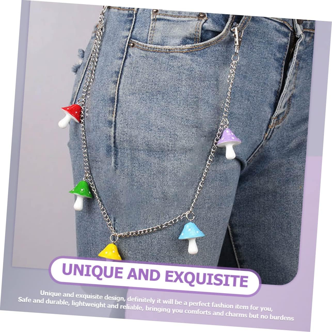 Holibanna Mushroom Pendant Pants Chain Aesthetic Accessories Pants Belt Chains Rock S Aesthetic Jewelry S Pocket Hip Hop S S for S Trousers S Acrylic image number 5