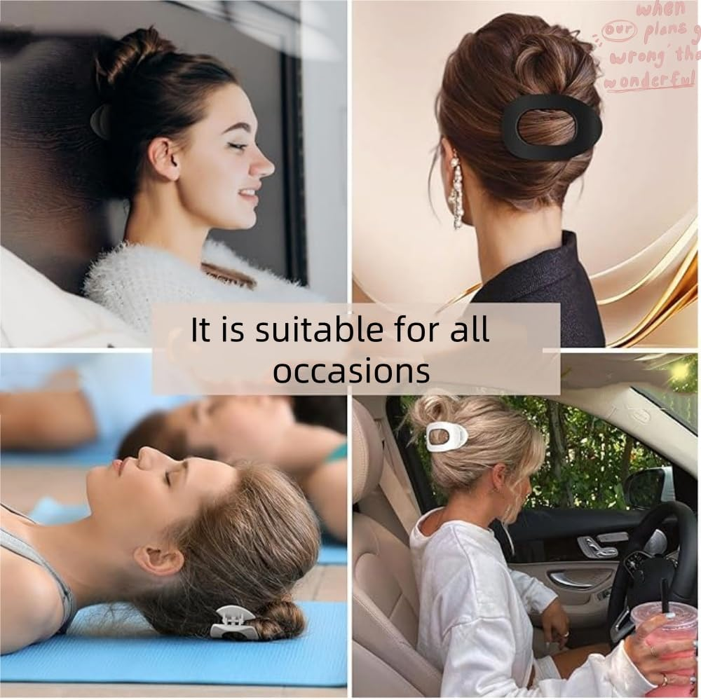 FACAING Flat Claw Clip, 4Pcs Flat Hair Clip, Flat Hair Clips, Flat round Hair Claw Clips, Durable French Barrettes, Non-Slip Hair Curved Design Women'S Hair Clips for Thin to Thick Hair (4 Colors) image number 1