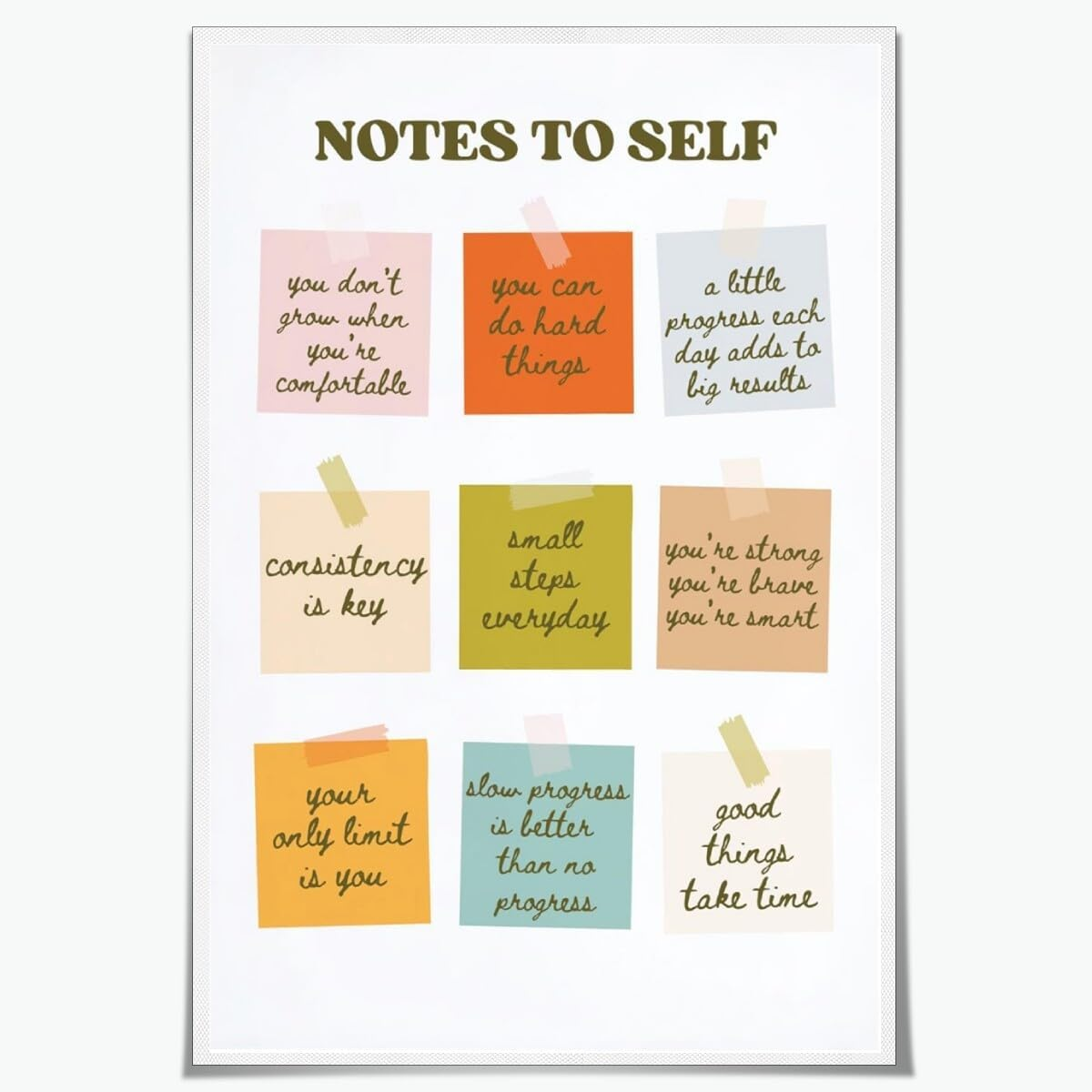 Artellix Inspirational Positive Posters Uplifting Saying Wall Art Notes to Self Motivational Quotes Prints Mental Health Artwork for Teen Room Office Dorm Bedroom Decor 8X12Inch Unframed image number 2