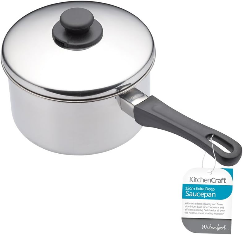 Kitchencraft Extra-Deep Induction-Safe Stainless Steel Saucepan with Lid, 12 Cm (4.5"), Silver image number 2