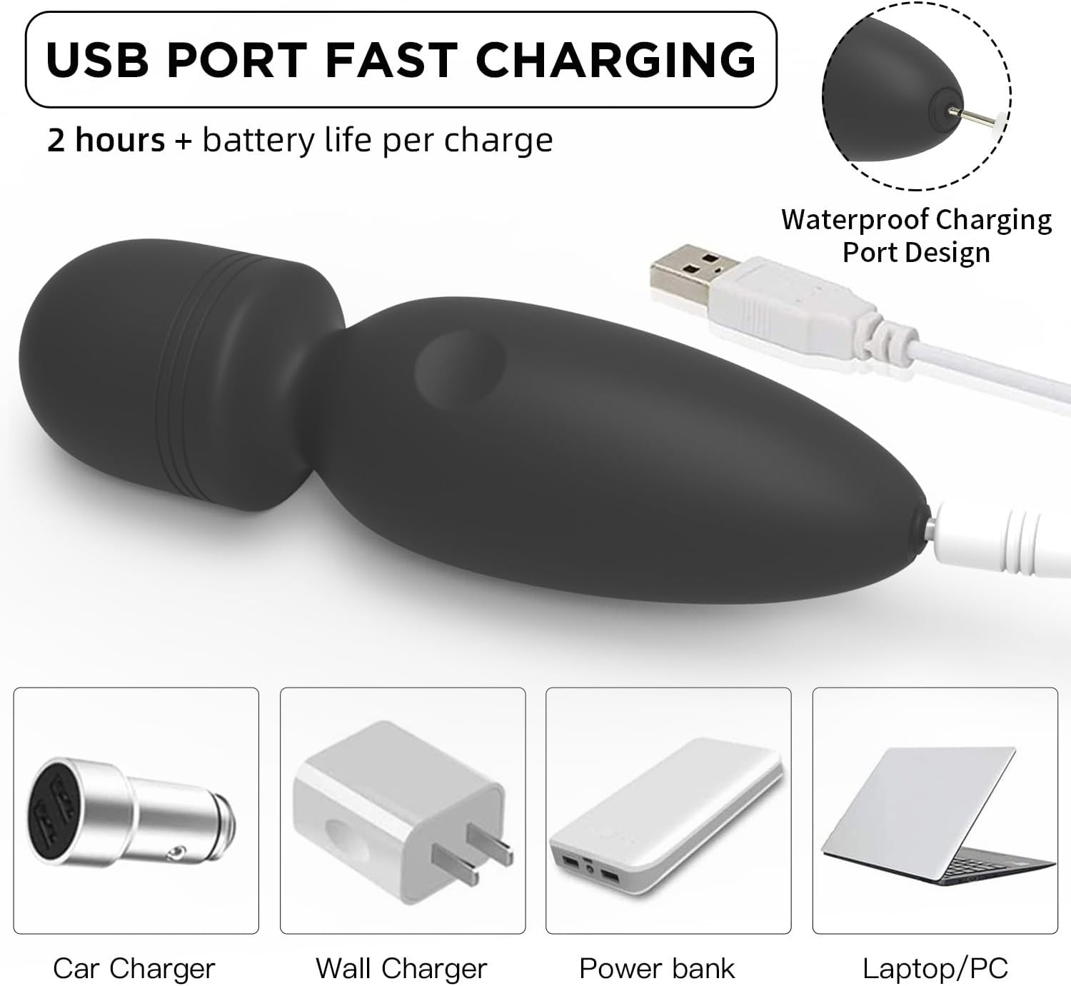 Mini Massager,Gifts for Women Small Cordless Handheld Massager with 10 Modes, Personal Handheld Massager for Neck Shoulder Back Body （Black） - Gray Purple image number 2