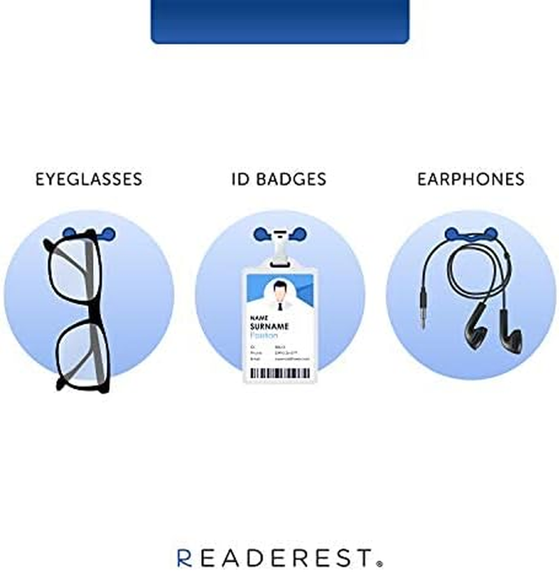 Readerest Magnetic Glasses Holder, Clip for Reading Glasses, Sunglasses, Work & ID Badges, Eyeglass Accessory, Eyewear Holder, Gift for Grandpa & Dad, Made in the USA (Stainless Steel) - Blue With Crystals image number 3