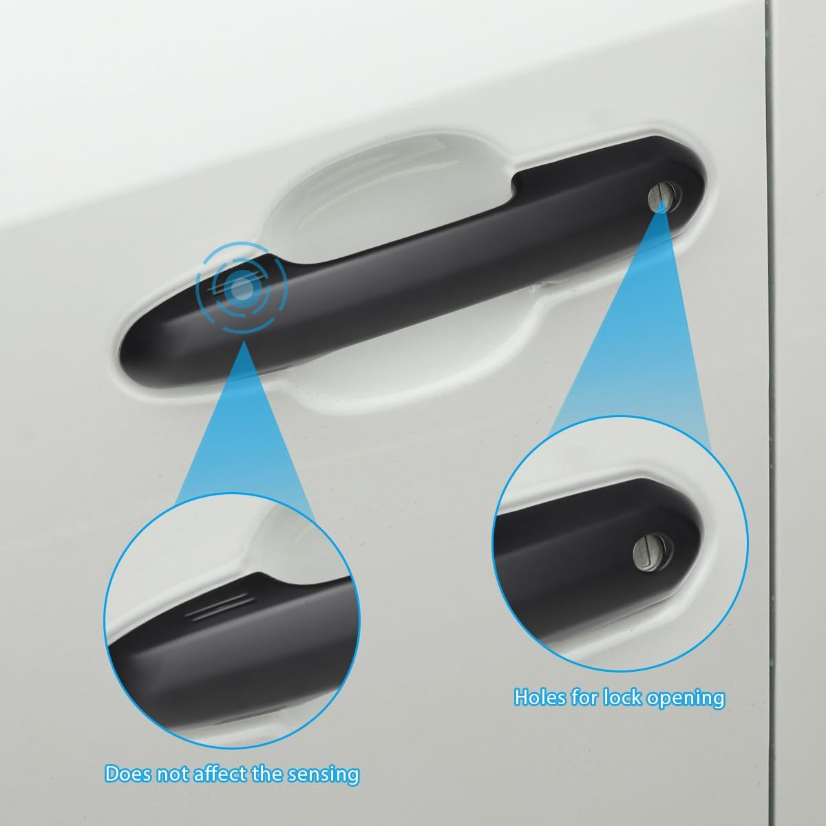 DLOVEG Upgraded Snap-On Door Handle Cover Compatible for 2019-2024 2025 Toyota Rav4 Accessories for Highlander 2020-2024 2025 No Adhesive Black Handle Protectors Matte Black image number 4