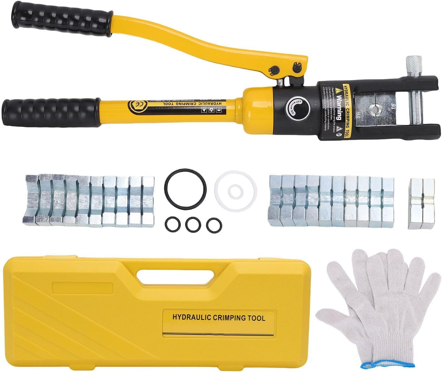 16T Hydraulic Crimping Tool 16 AWG to 300 Battery Cable Crimping Tool Stroke Hydraulic Lug Crimper Electrical Terminal Crimper with 11 Pairs of Dies image number 5