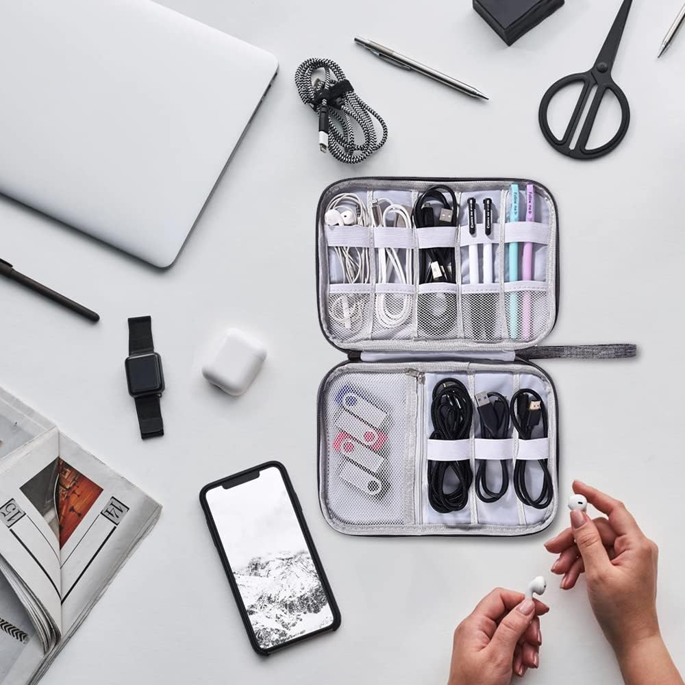 Electronic Organizer Cable Organizer Compact Travel Organizer Bag Electronics Accessories Cases Storage Bag Waterproof for Cable USB SD Card Power Bank Earphone image number 2