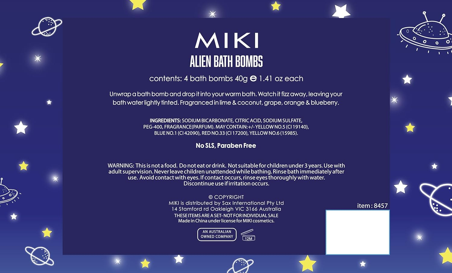 Miki Alien Bath Bombs 160 G