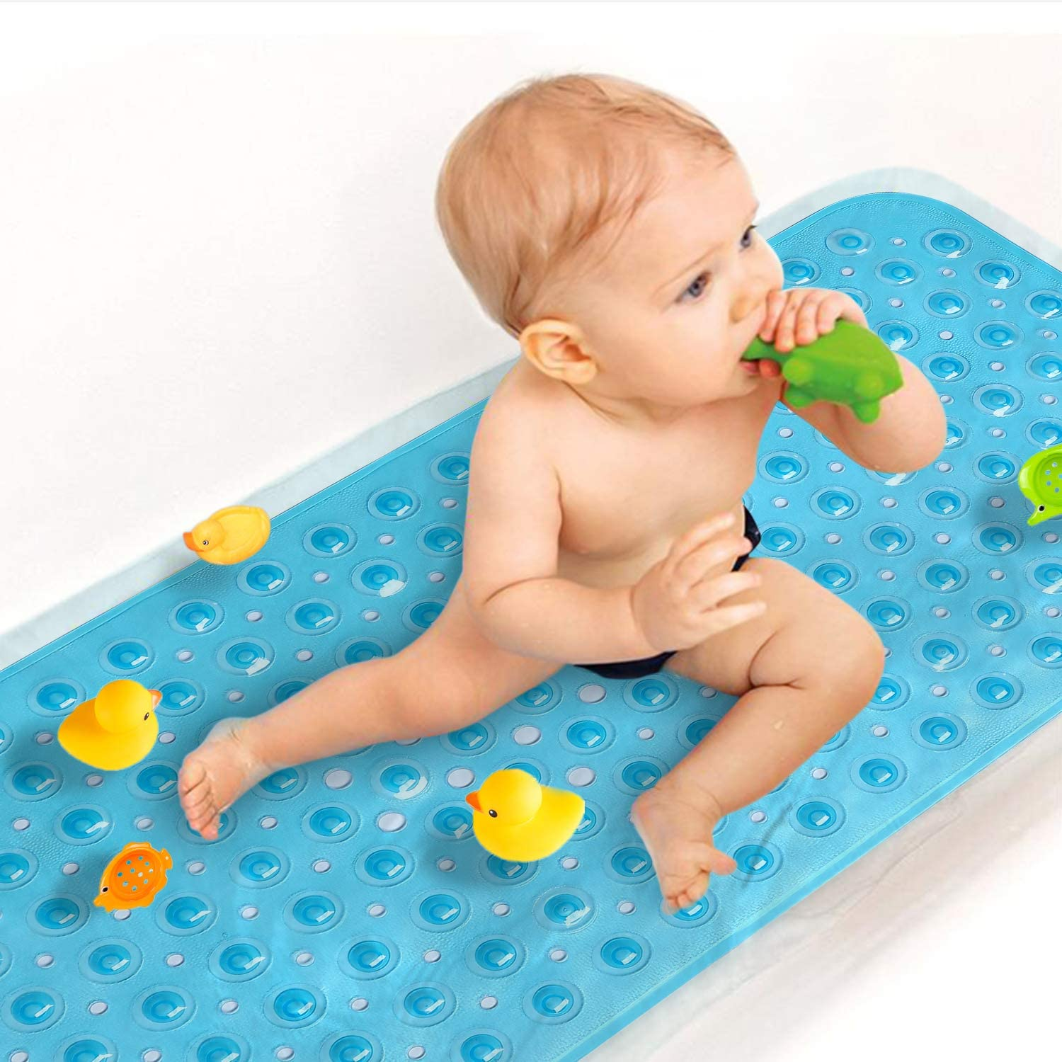 Upgrade Baby Bath Mat Non Slip Extra Long Bathtub Mat for Kids 40 X 16 Inch - Eco Friendly Bath Tub Mat with 200 Big Suction Cups,Machine Washable Shower Mat,Clear
