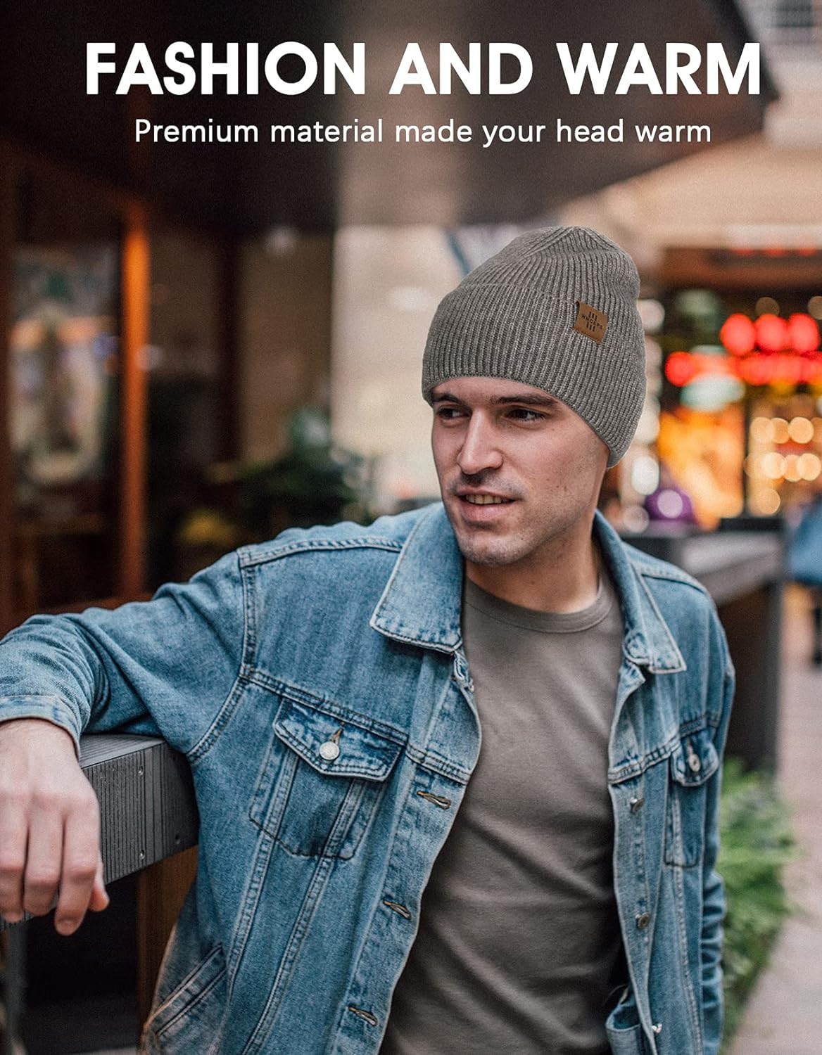 Knit Beanie for Men, Stretchy Soft Warm Daily Cuffed Winter Hats, Unisex Comfortable Wooly Beanie Gifts for Men/Him/Dad - Blue image number 2