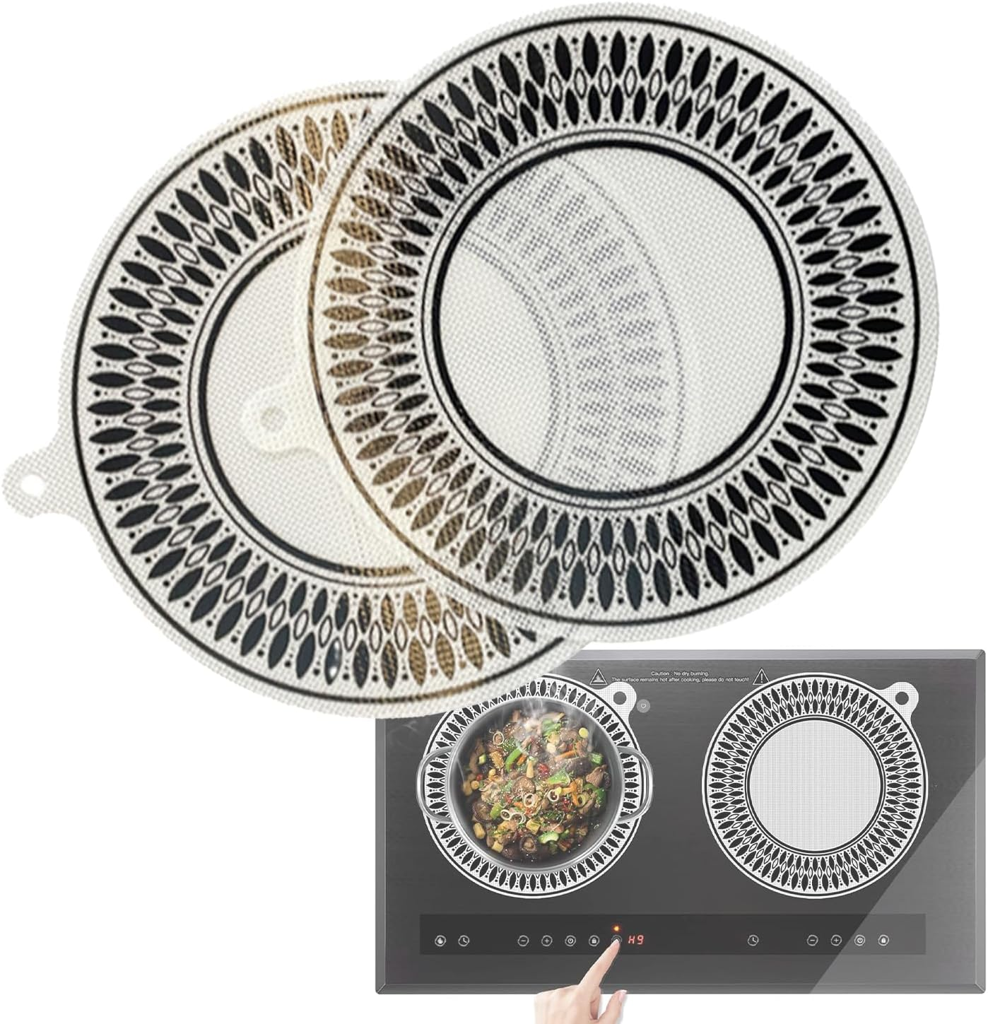 Lyfengdeam 2 Pcs Induction Cooktop Mat - Induction Hob Protector- for Induction Stove,Multifunctional Silicone Mats - Air Fryer Liners Cooktop Scratch Protector (24Cm) image number 6