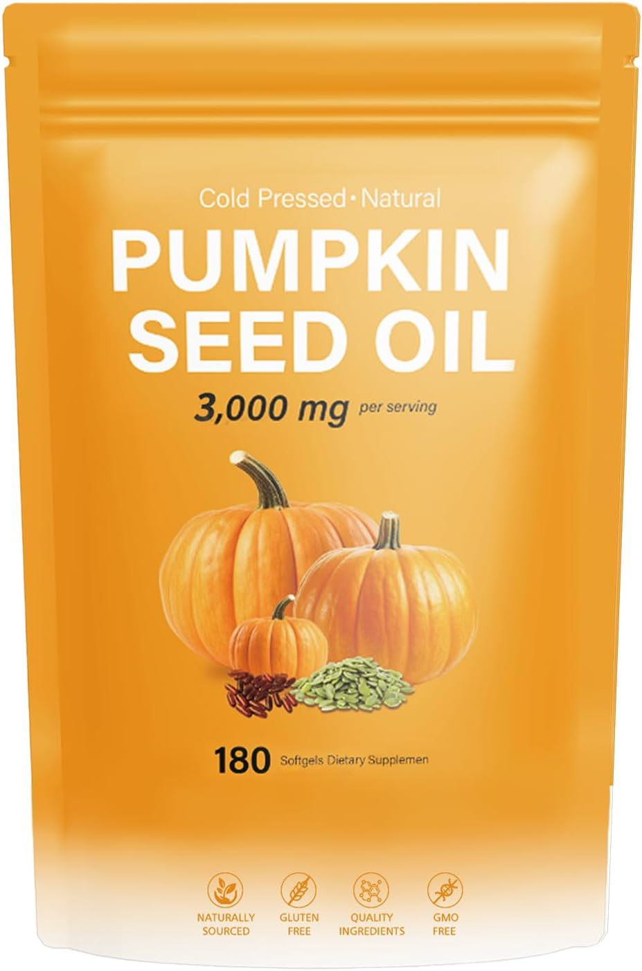 Pumpkin Seed Oil with Saw Palmetto, 3000Mg | Cold Pressed, Pure Virgin Oil, Essential Fatty Acids & Phytsterols | Non-Gmo | 180 Softgels image number 1