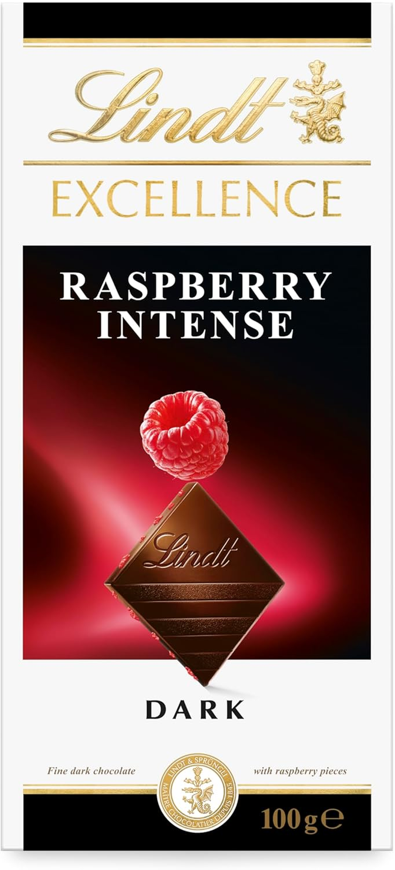 Lindt Excellence Raspberry Intense Dark Chocolate Block 100G