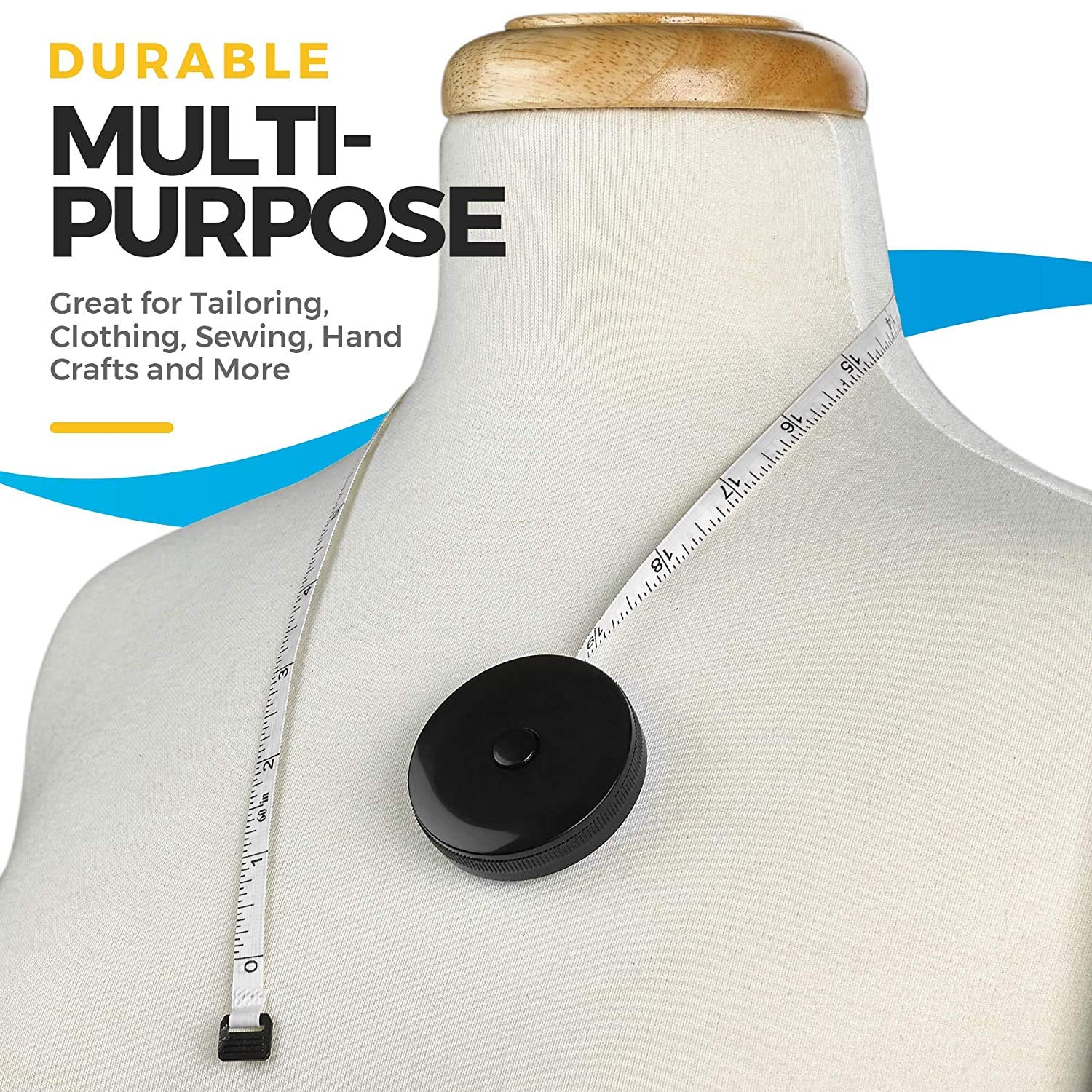 Tape Measure for Body Measuring Tape, (Pack of 2) Dual Sided Inch and CM, Portable, Retractable Soft Ruler Tool for Measurements Body Fat, Fitness Sewing Tailor Fabric and Accurate Body Fat Calculator image number 3