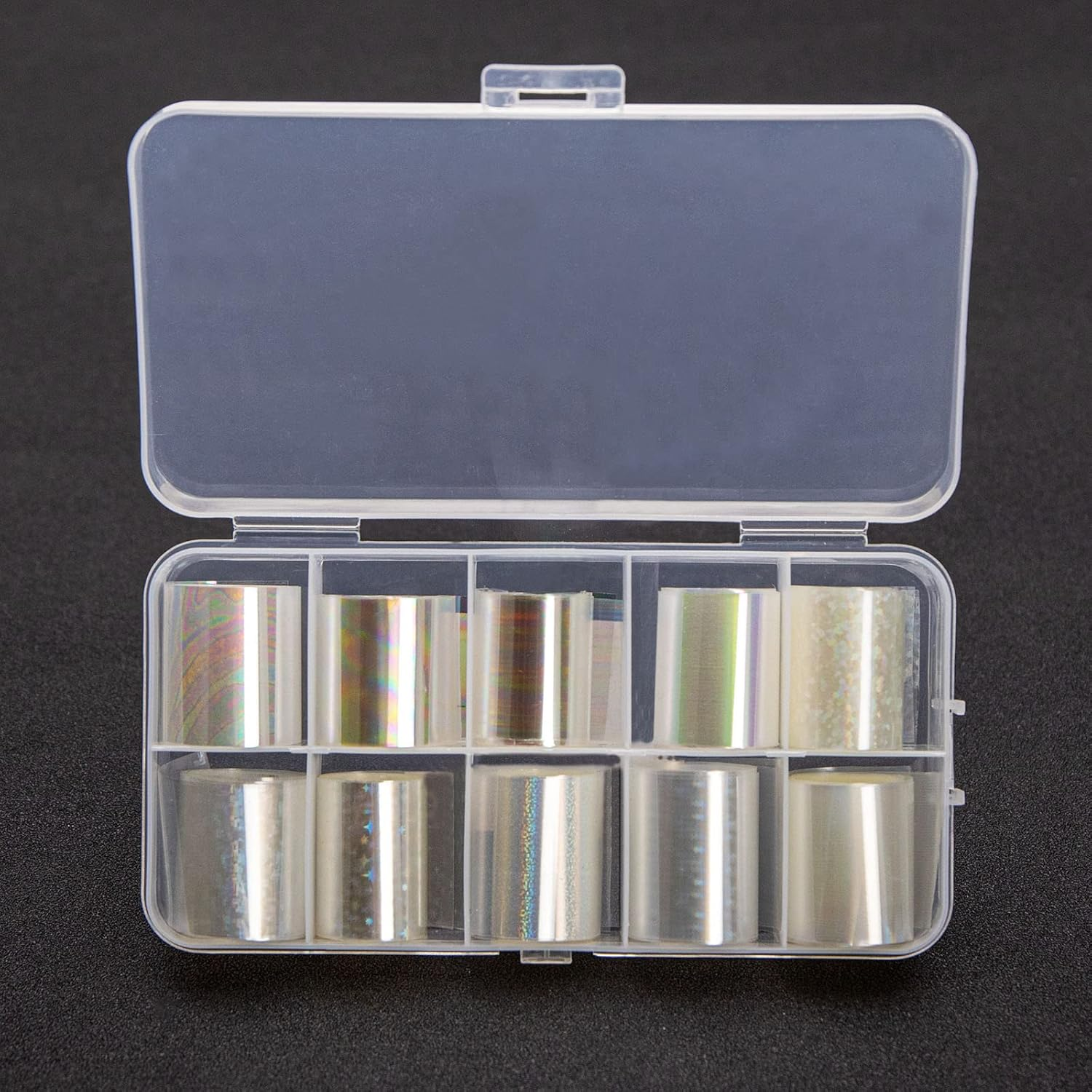 Emsea 10 Rolls White Pearl Color Holographic Nail Foil Transfer Sticker Roll Set Nail Art Transfer Glitter Stickers for Nail Art Decoration DIY Salon -Style-B image number 4