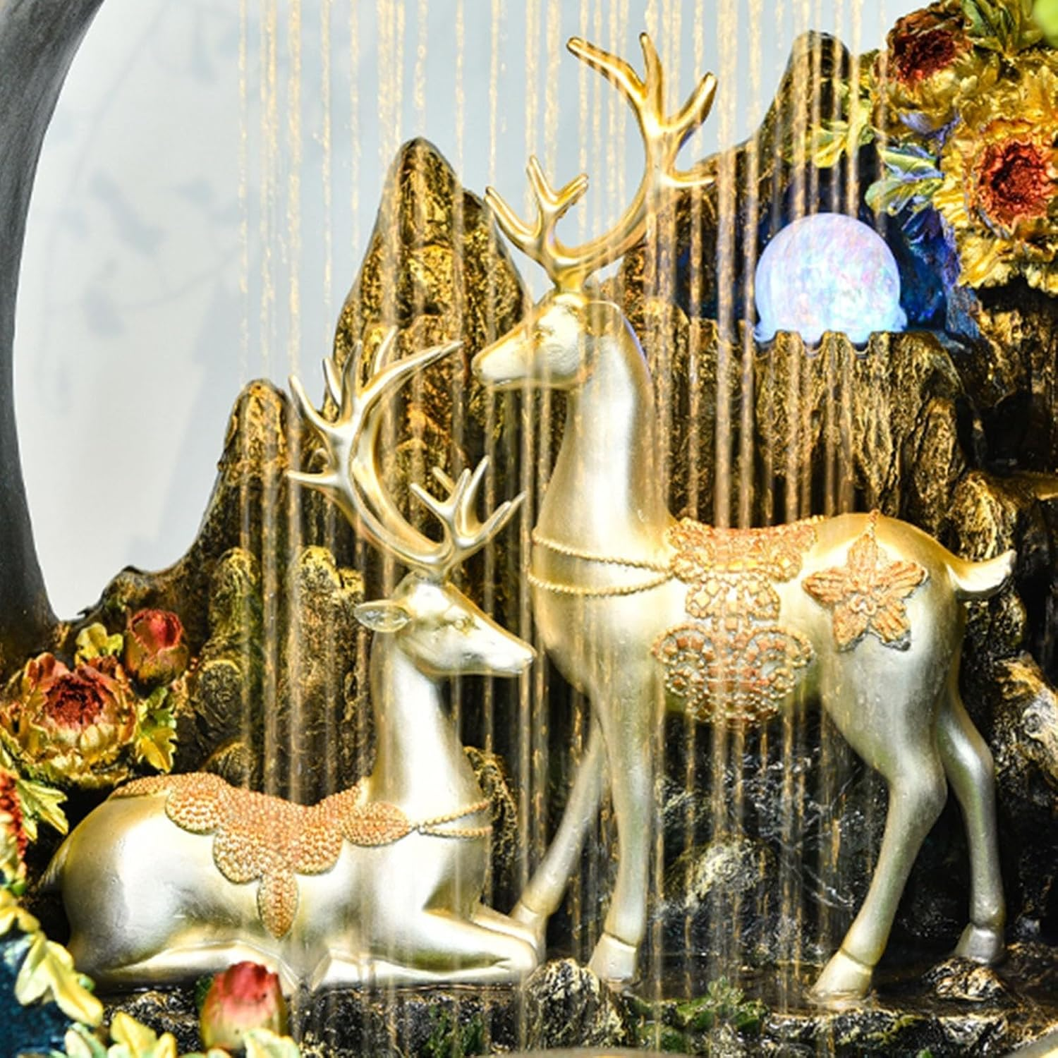 Outdoor Fountain Indoor Floor-Standing Water Fountain, Home Waterfall with Atomizer Polyresin Decoration Decor Ornament for Meditation Relaxation image number 4