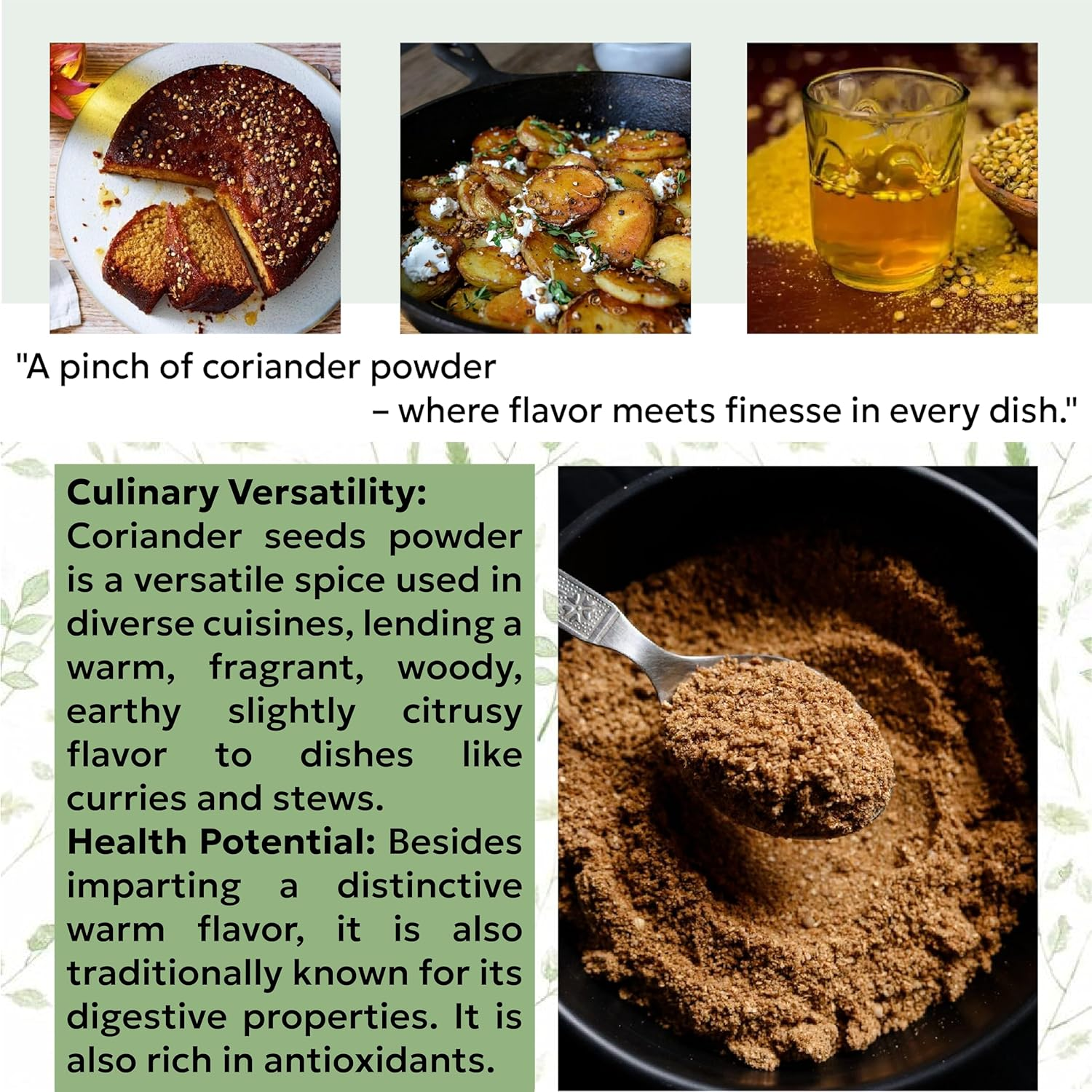 Yauvanya Roasted and Crushed Coriander (Dhania) Seeds Powder, 100 G (3.5 Oz.), Vegan, Gluten-Free, Spice image number 3