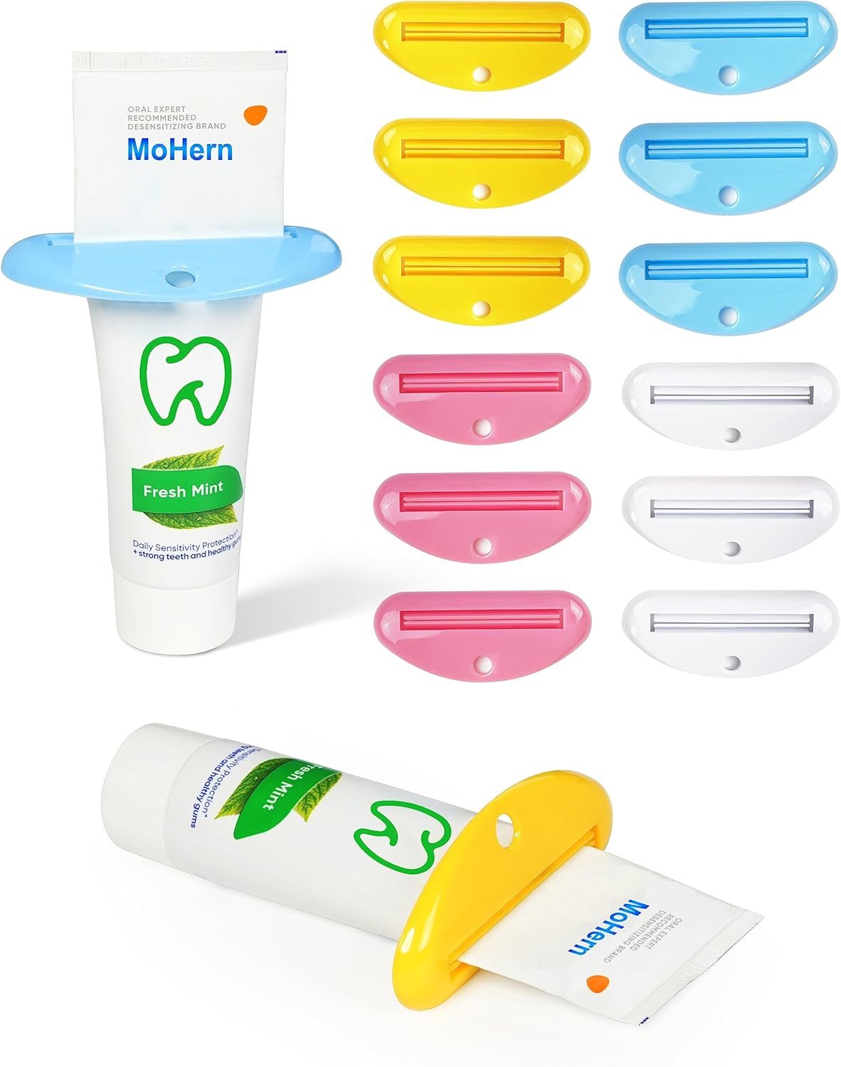 Mohern Toothpaste Squeezer, 4 Pcs Toothpaste Tube Squeezers, Multi-Purpose Toothpaste Dispenser, Rolling Toothpaste Holder Stand