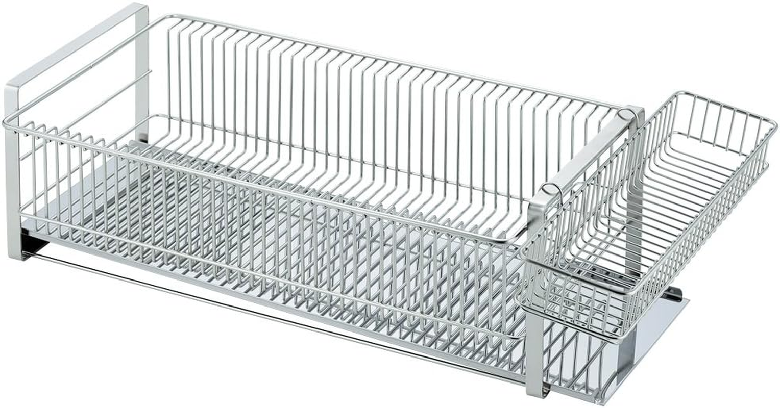 Shimomura Planning 35731 Simple and Refined Dish Drying Rack, Wide, Horizontal Placement, Made in Japan, Suitable for Various Tableware, Can Hold Small Items, Water Flow Tray, Chopsticks Pocket, image number 2