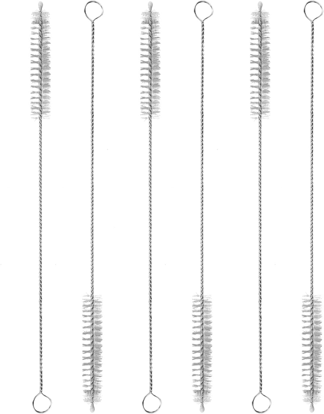 BOROLA Nylon Cleaning Brush Straw Cleaning Brush Set with Stainless Steel Handle Bendable Brush for Cleaning Pipes, Coffee Pots and Other Hard to Clean Crevices.(240 * 50 * 10Mm,6Pcs White) image number 1