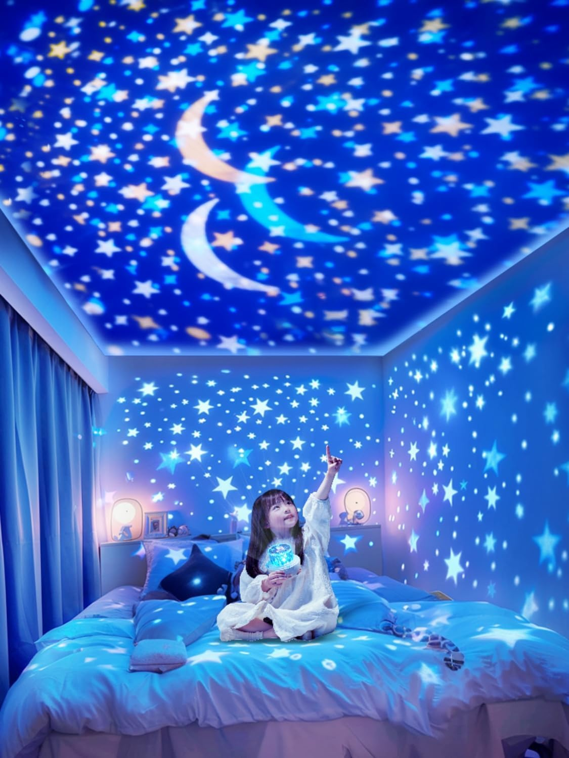 21 Sets of Films, Projector Night Light for Kids Bedroom, Baby Projector for Ceiling, Star Galaxy Projector with 360&deg; Rotation Dimmable for Kids Baby Girls, Birthday, Christmas, Nursery, Room Decor