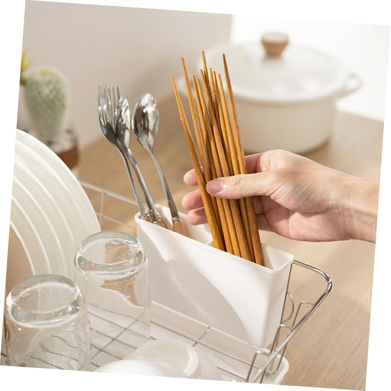 HOLIDYOYO Dish Drying Rack Kitchen Storage Dish Drainer over Sink Drying Rack Kitchen Organisation Utensils Draining Tray Holder Strainer Home image number 6