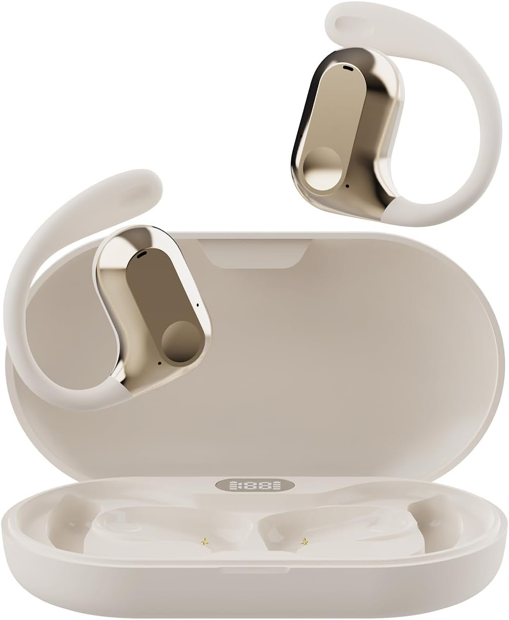 Out of Ear Earless Headphones Bluetooth Open Outer Ear Wireless Headphones outside the Ear Open Ear Earbuds Buds Wireless Ear Hanging Bluetooth Headset Bone Air Conduction Earbuds Skin Tone image number 1