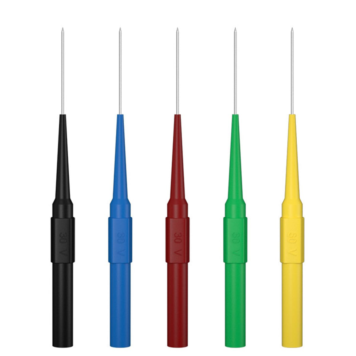 10PCS 0.7Mm Test Probe Pins, Non-Destructive Insulation Wire Piercing Needle, Stainless Steel Back Probe Pins, Tip Multimeter Probes for Banana Socket Plug, Car Tester (5 Color)