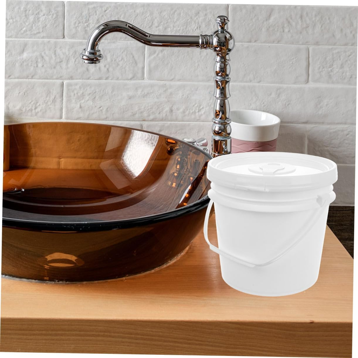 Wipes Dispenser Bucket 10L Plastic Wet Tissue Container Secure Lid and Handle Refillable Flushable Wipe Holder for Bathroom and Car Travel image number 1