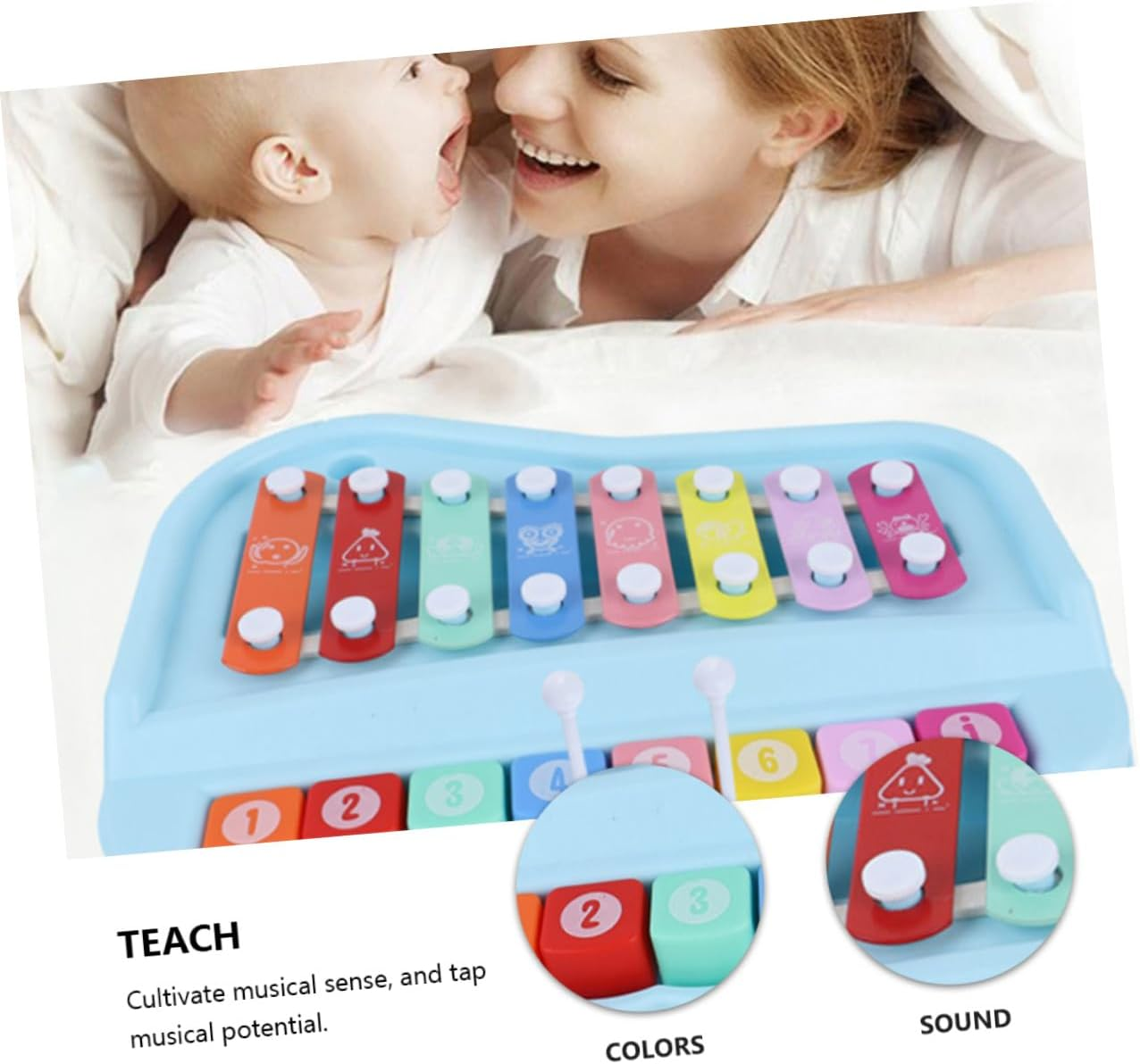 DECHOUS Creative Eight-Tone Hand Knock Piano Educational Musical for Xylophone Instrument with Music Score Early Learning Sound Development image number 6