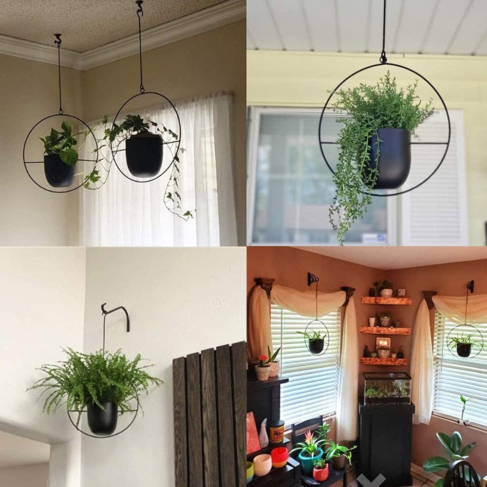 2 Pcs Hanging Planters for Indoor and Outdoor Plants with Hooks and Chains Metal Modern Wall and Ceiling Planter Minimalist Flower Pot Hold Planters Hanger for Home Decor image number 4