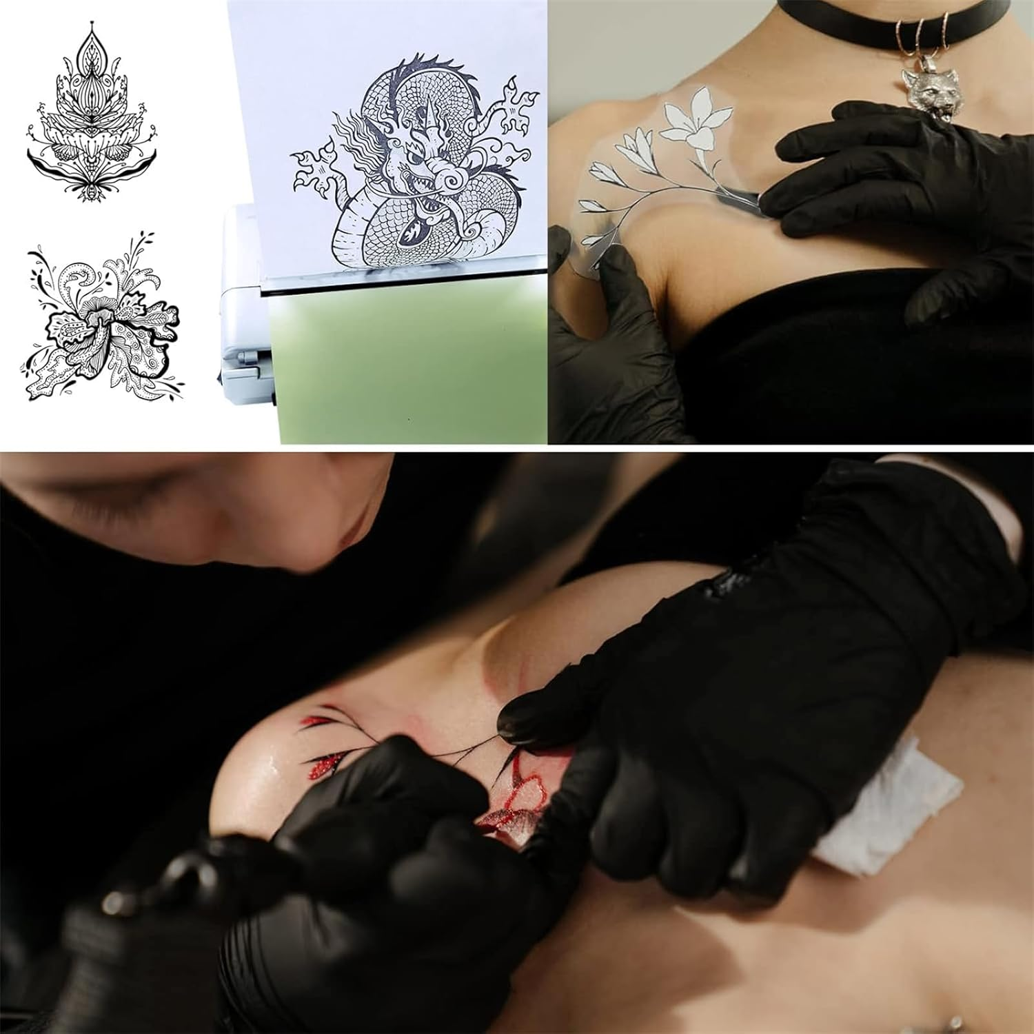 Tattoo Stencil Printer Tattoo Thermal Transfer Machine Tattoo Printer Tattoo Stencil Machine Thermal Template Printer Copier Tattoo Kit Tattoo Supplies with 20Pcs Transfer Paper image number 1