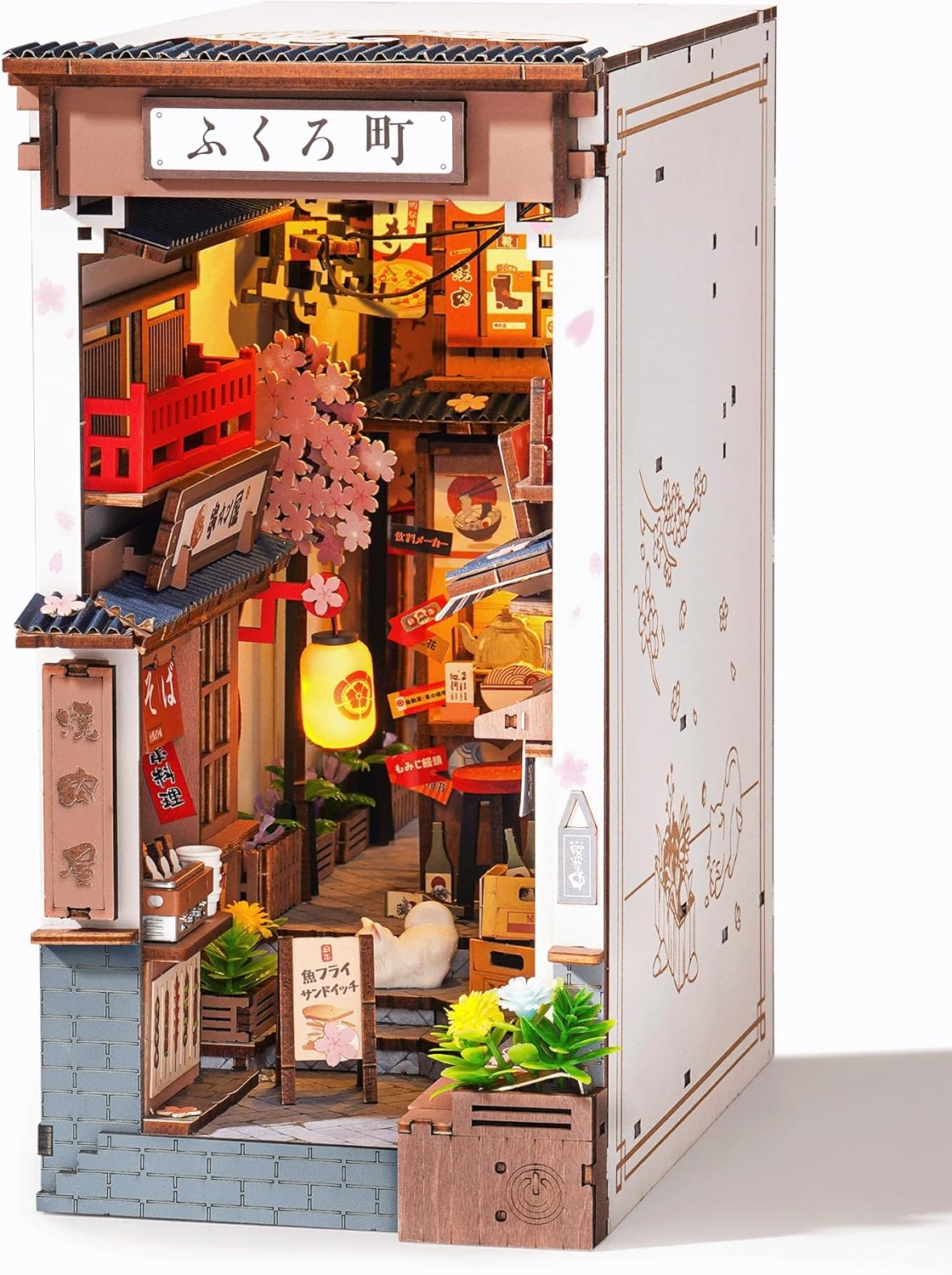 Rolife Book Nook Kit Sakura Wine Alley, 3D Wooden Puzzle Booknook for Bookshelf Decor, Japanese-Inspired Sakura Theme Creative DIY Miniature Dollhouse Kit, Crafts Gifts for Adults, Teens & Book Lovers image number 6