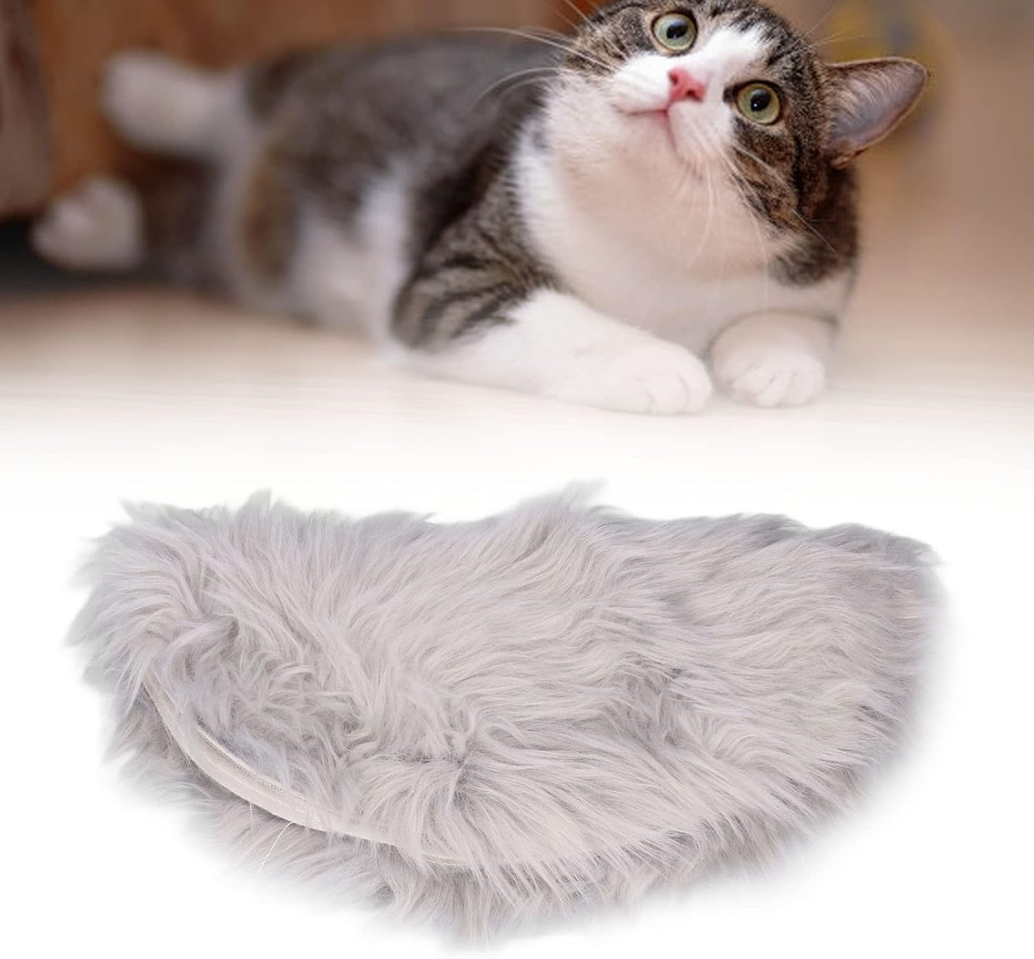 Heated Cat Bed, Plush Imitation Mink Hair Pet Heating Pad Adjustable Constant Temperature Dog Heating Pad Heating Pad for Cats Dogs(Grey) image number 2