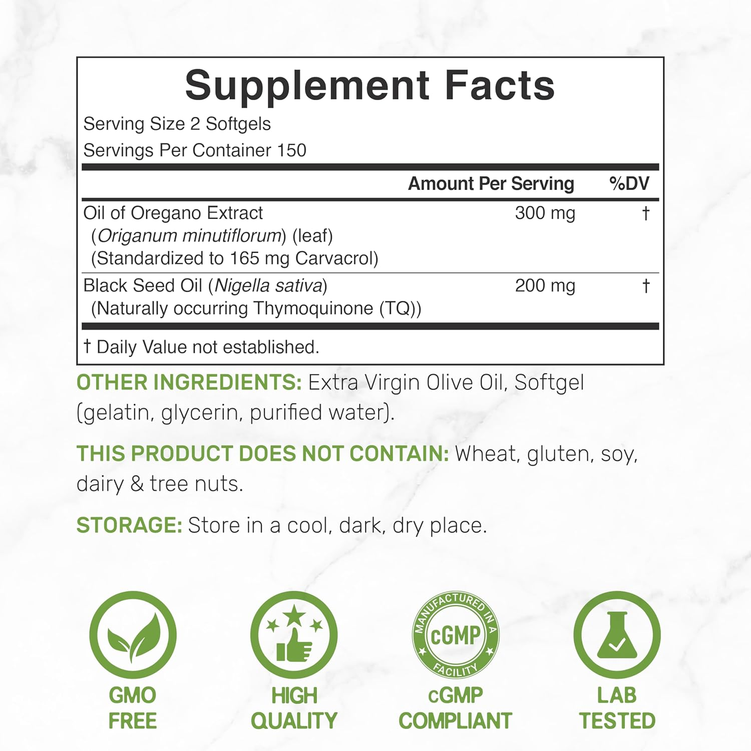 Deal Supplement Oil of Oregano Softgels with Black Seed Oil, 9,000Mg per Serving, 300 Count &ndash; 30:1 Extract, Active Carvacrol & Thymoquinone &ndash; Antioxidant Immune Health Support &ndash; Plant Based, Gmo-Free image number 2