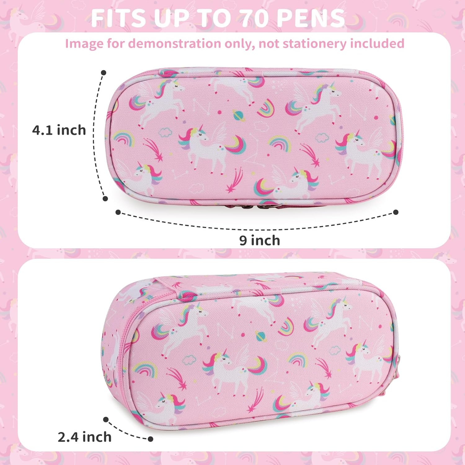 Pencil Case for Girls,Large Capacity Multi-Slot Kids Mark Pouch, Adult Big Pencil Bag with Zipper, Teens Large Storage Pencil Box for School College Middle School Office(Pink,Unicorns) - Blue,Unicorns image number 5