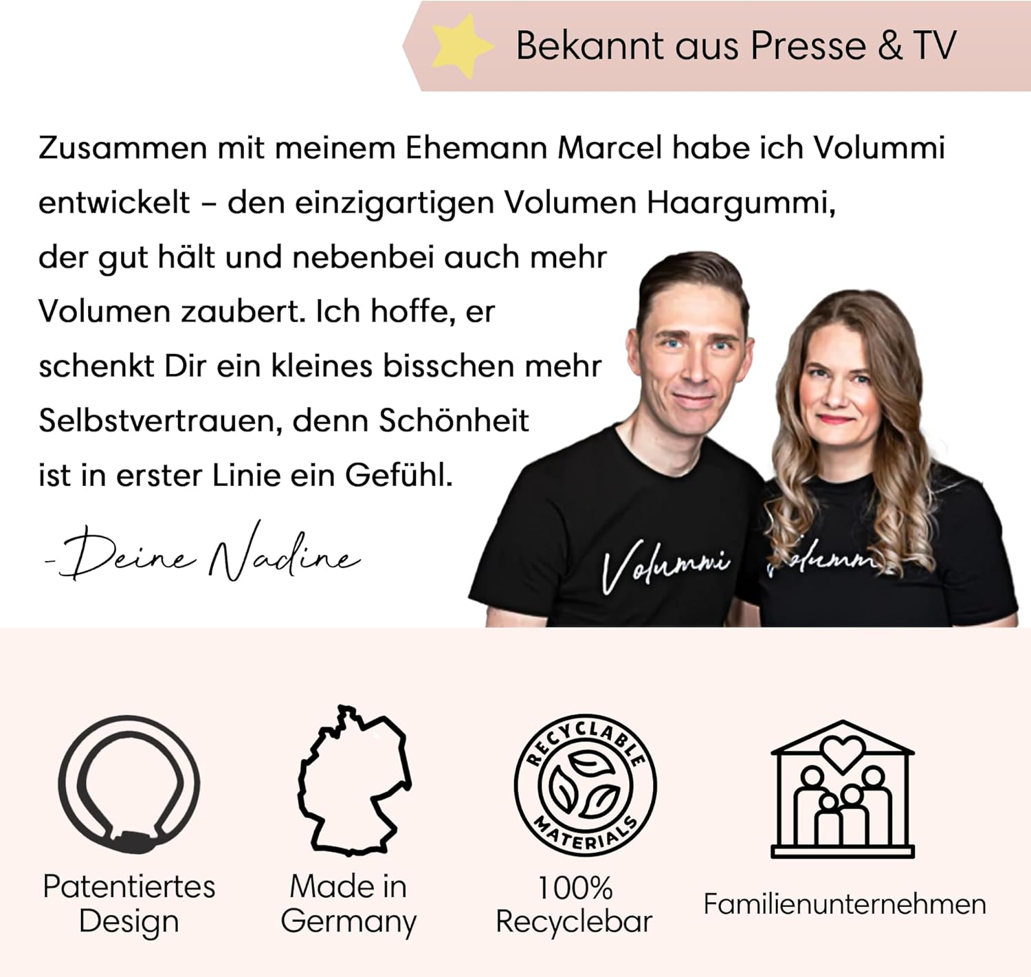 Volummi Hair Scrunchie, Innovative Ponytail Scrunchie for Visibly More Volume in the Ponytail, Strong Hold & Gentle on Hair, the Original Made in Germany [Sandy Gold M for Medium Hair Thickness] image number 5