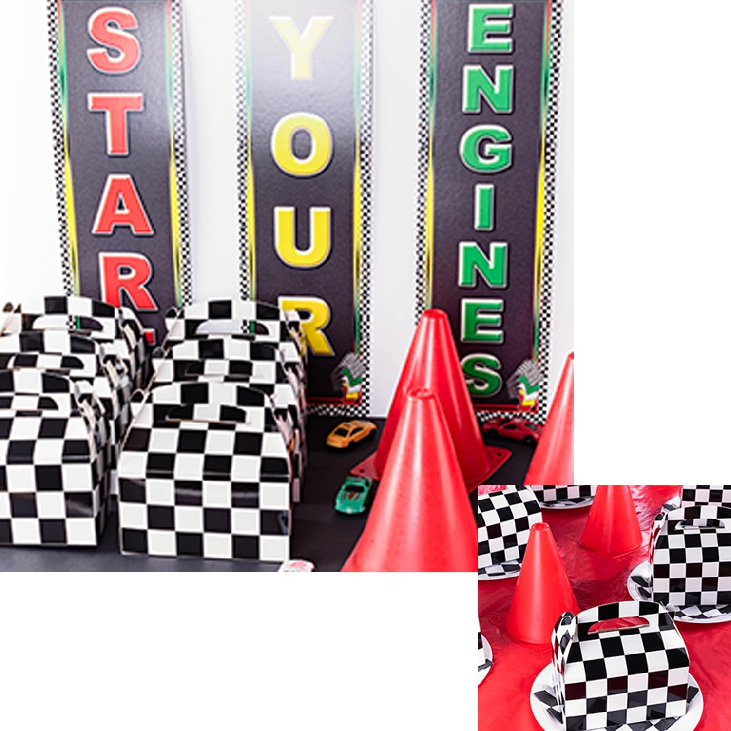 WEZCHUGHAOL 12Pcs Racing Flag Gift Bags, Racing Party Gift Boxes Checkered Gift Boxes Snack Gift Bags Containers Racing Party Supplies Holders Race Speed Theme Party Gift Decoration Supplies Are Perfect for Gift Giving image number 3