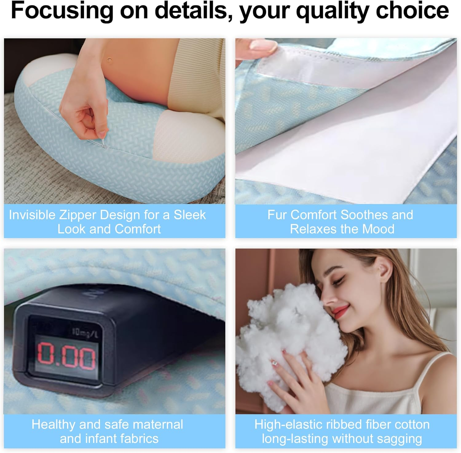 Cooling Pregnancy Pillow for Sleeping,Ice Silk&Breathable Maternity Pillow Support for Pregnant Women, Pregnancy Pillows with Laundry Bag, Maternity Pillows for Summer&Hot Night(Coolingblue) image number 1