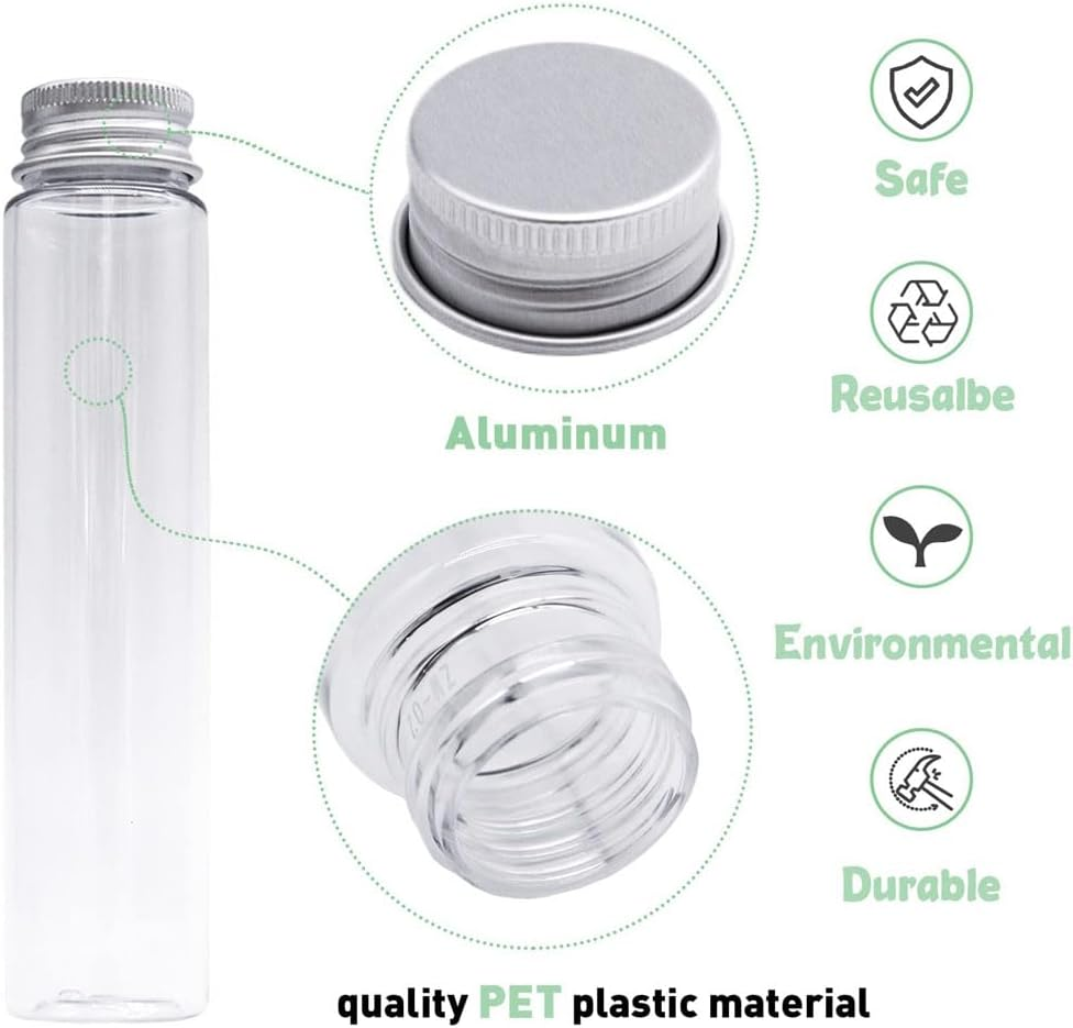 Ysyaxsyt 24 Pcs 110Ml Test Tubes,Clear Plastic Test Tubes with Caps,Flat-Bottomed Bath Salt Containers for Candy,Gumball Candy image number 6