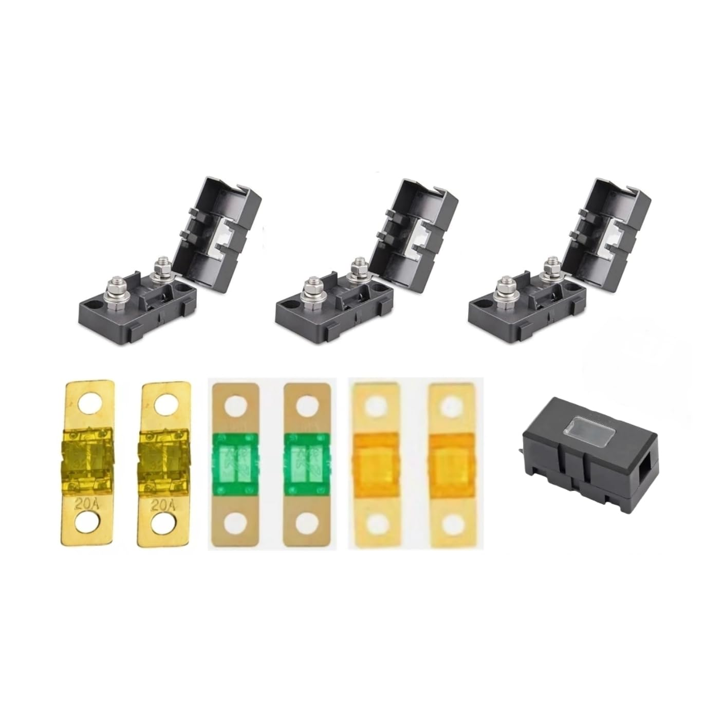 4X MIDI Fuse Holders with Inspection Windows + 6 MIDI Fuses (2X 20A, 2X 30A, 2X 40A) &ndash; High Current Bolt-On Fuses for 12V/24V DC Systems, RV, Marine, Solar, and Automotive (203040 Window) image number 5