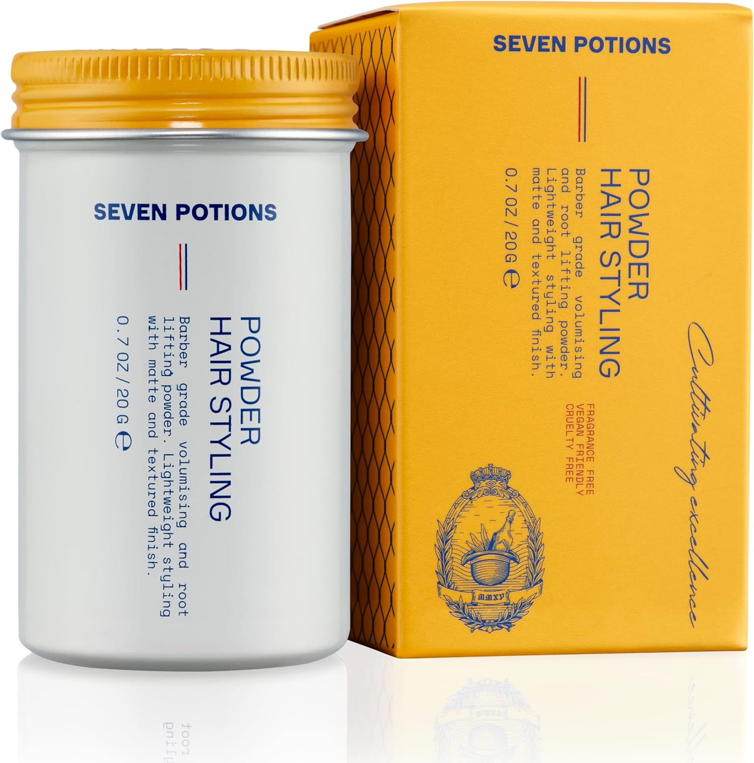 Seven Potions Hair Styling Powder for Men 20G: Root Lifting Dust, Volume & Texture &ndash; Flexible Hold, Natural Look for All Hair Types &ndash; Vegan, Cruelty Free