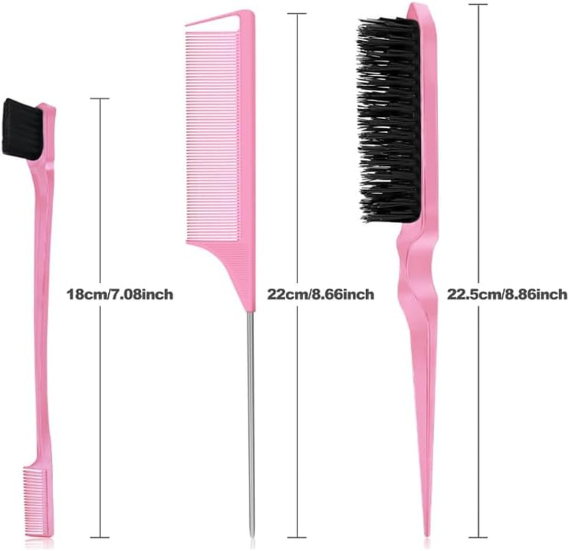 Laroal Three-Row Hair Comb, Hairdressing Comb with Pointed Stem, Double Head Comb, Styling Eyebrow Brush, Makeup Hairset Brush, 3 Pieces Multifunctional Comb image number 1