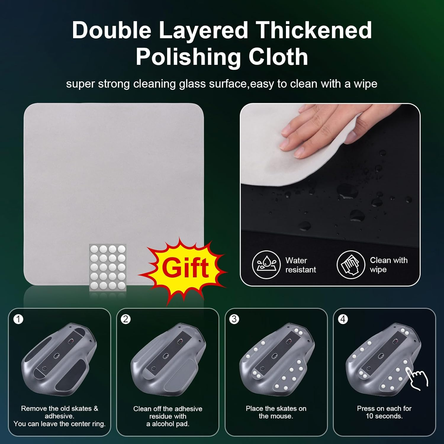 DAWNTREES Glass Mouse Pad, 50X40Cm Game and Office Mouse Mat, Suitable for Fast and Precise Control of Various Types of Mice (Black)