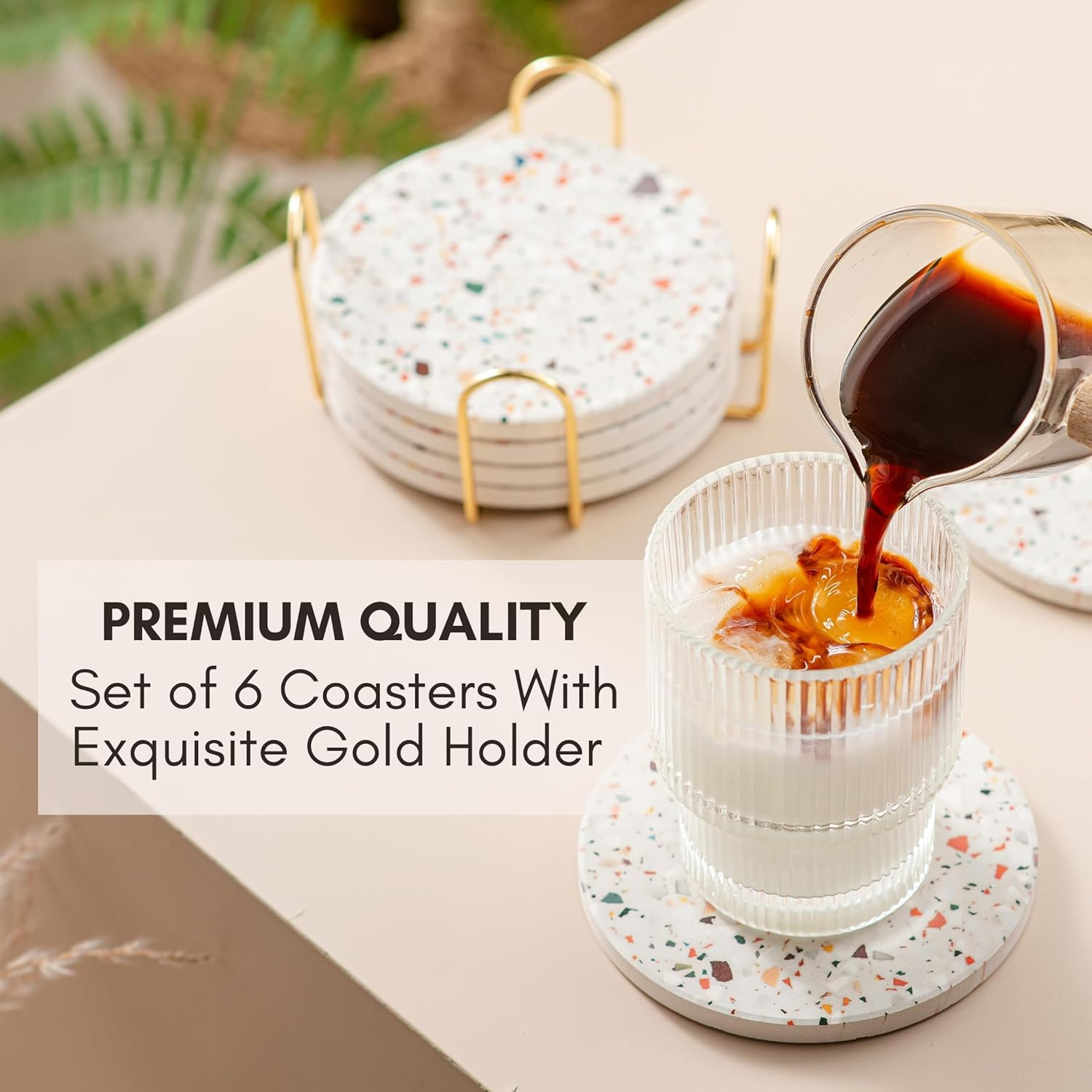 QYINXIU Coasters for Drinks Set of 6, Absorbent Coasters with Holder, Housewarming Home Decor, Suitable for Kinds of Cups (Pattern) - Pattern image number 4