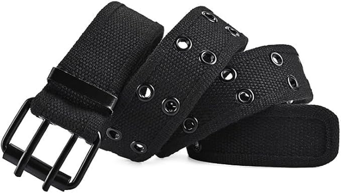 Grommet Canvas Belts Two-Hole Jeans Vintage Buckle Punk Belts for Men and Women image number 5