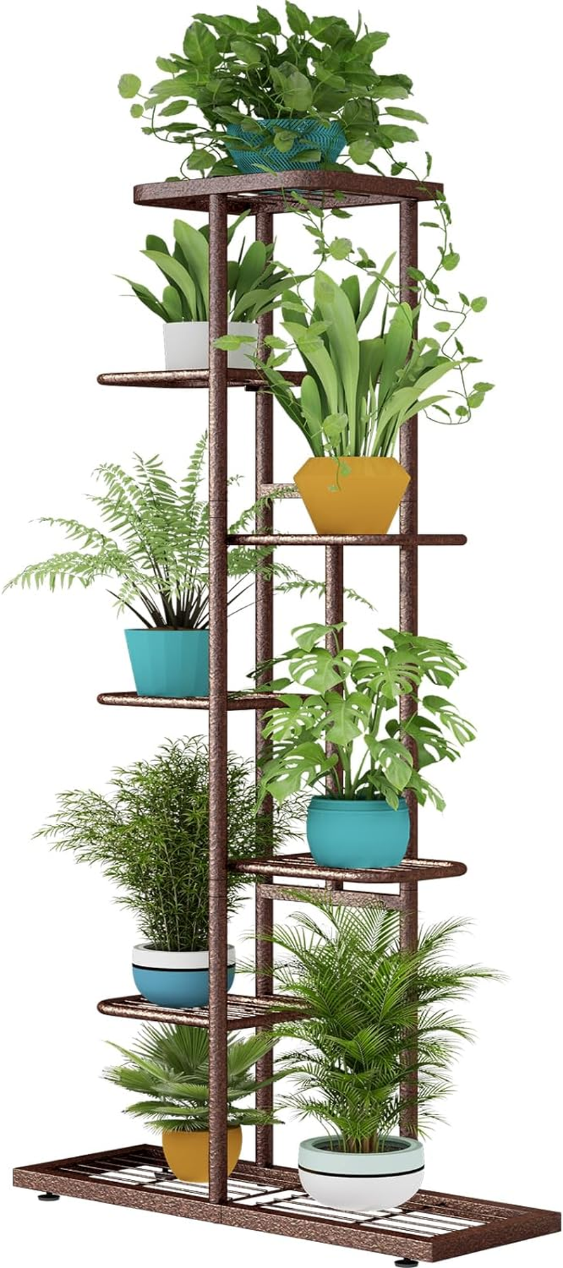 LINZINAR Plant Stand Metal 7 Tier 8 Potted Multiple Flower Pot Holder Shelf Indoor Outdoor Planter Display Shelving Unit for Patio Garden Corner Balcony Living Room, Bronze image number 4