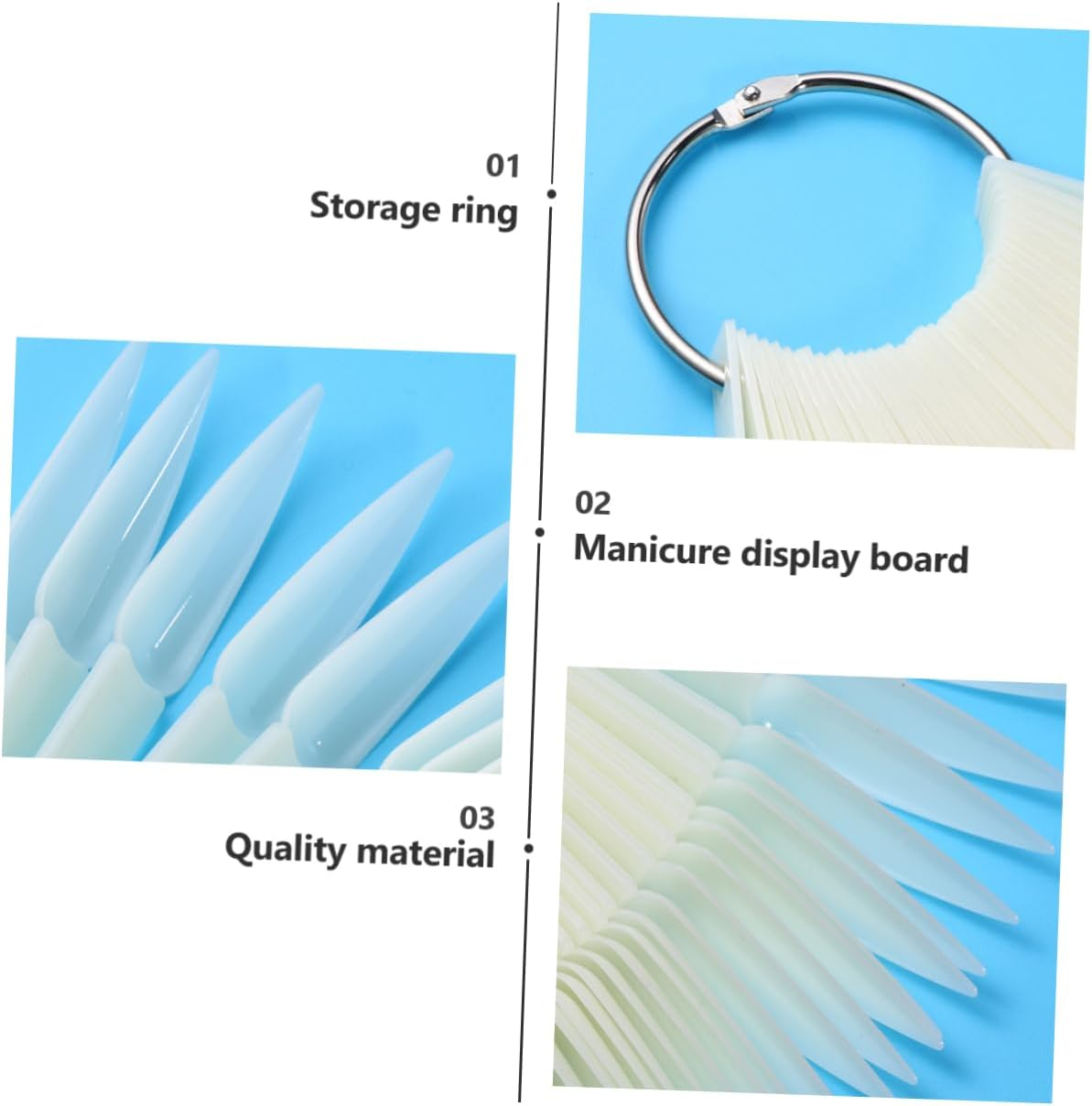 WOFASHPURET 160Pcs Nail Art Tips Display Nail Practice Tips Board Card Personal Use image number 6